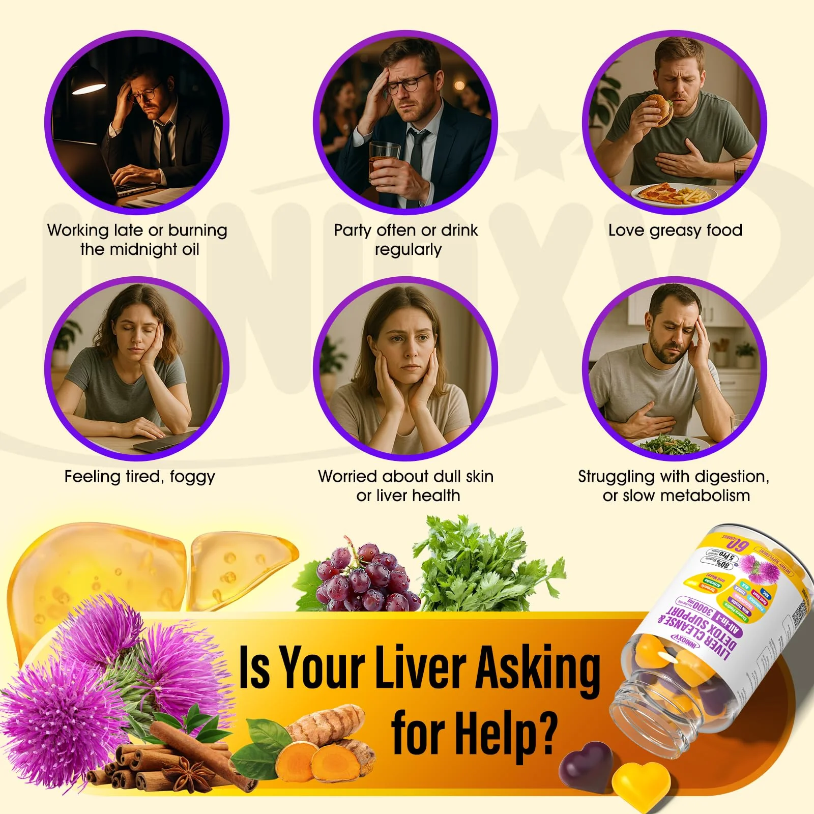 INNIOXV Liver Cleanse Detox Gummies - 29-in-1 Milk Thistle 1500mg, Vegan NAC TUDCA | 60 ct - Image 15