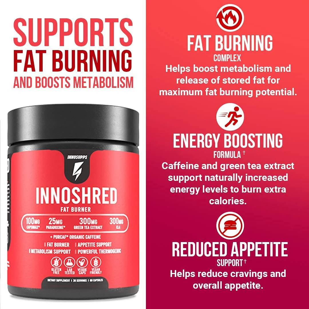 Inno Shred Fat Burner for Men & Women – Capsimax 100mg, Grains of Paradise, Organic Caffeine | 60 Veggie Capsules (Stimulant) - Image 10