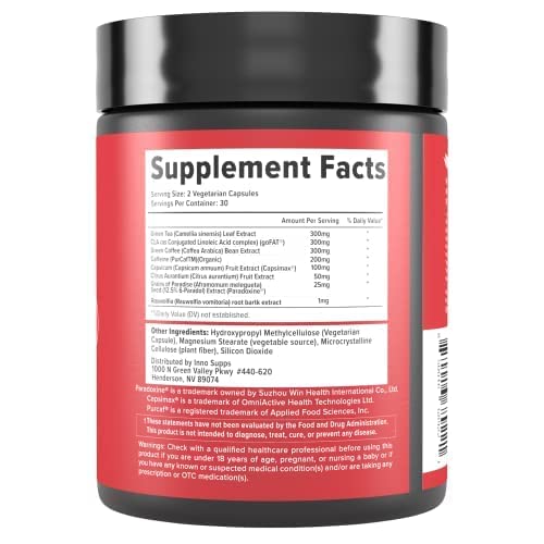 Inno Shred Fat Burner for Men & Women – Capsimax 100mg, Grains of Paradise, Organic Caffeine | 60 Veggie Capsules (Stimulant) - Image 11