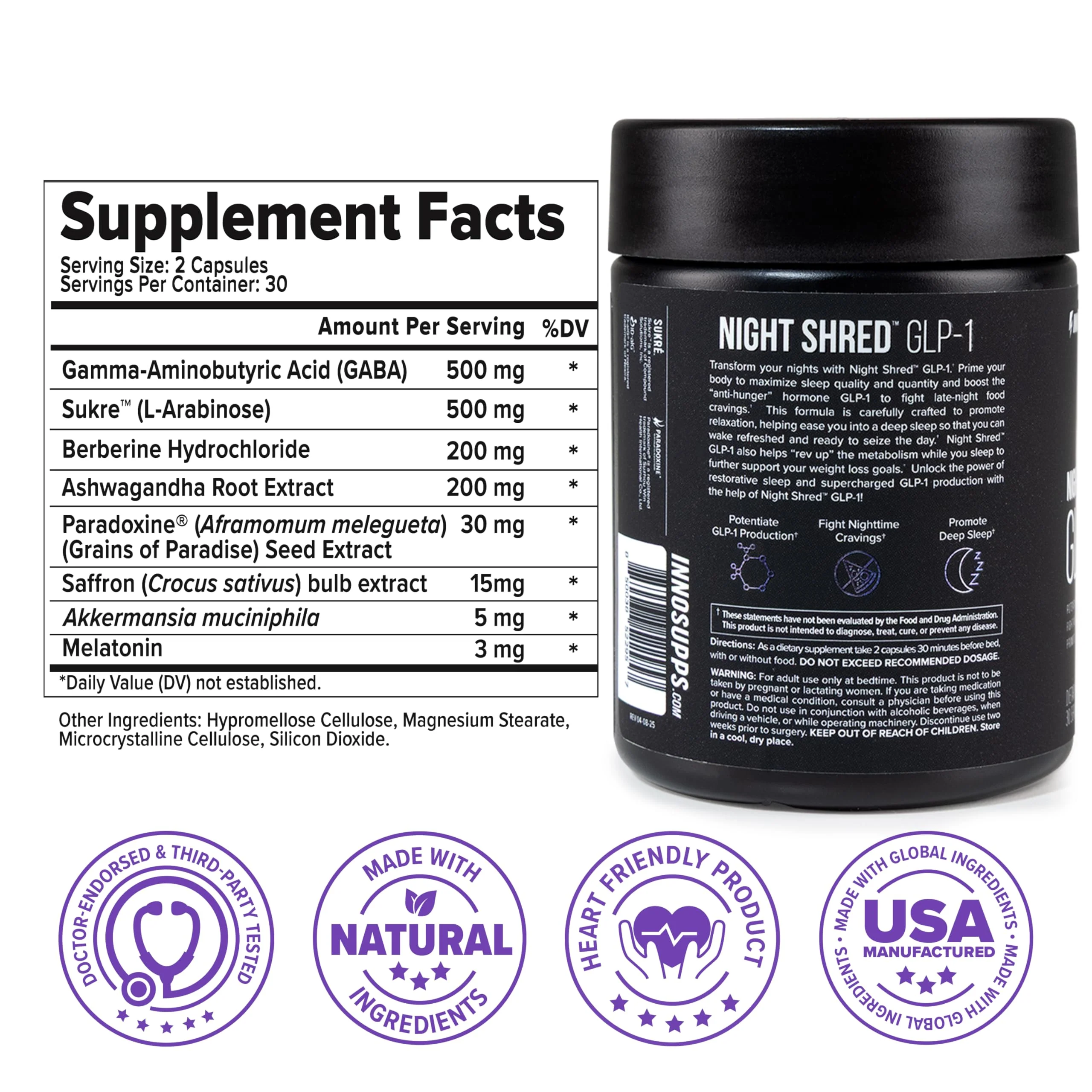 InnoSupps Night Shred GLP-1 | Nighttime Metabolic + Sleep Support | Akkermansia + Ashwagandha | 60 Capsules - Image 12
