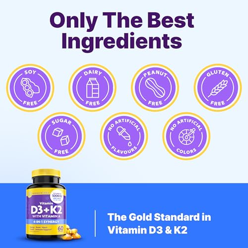 InnovixLabs Vitamin D3 K2 5000 IU + 600 mcg K2 MK4/MK7 - 60 Softgels - Image 7