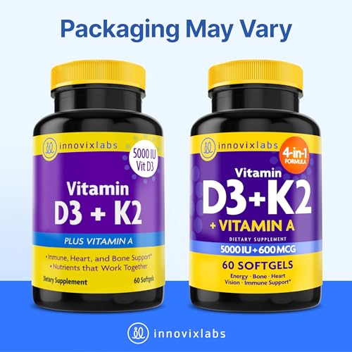 InnovixLabs Vitamin D3 K2 5000 IU + 600 mcg K2 MK4/MK7 - 60 Softgels - Image 9