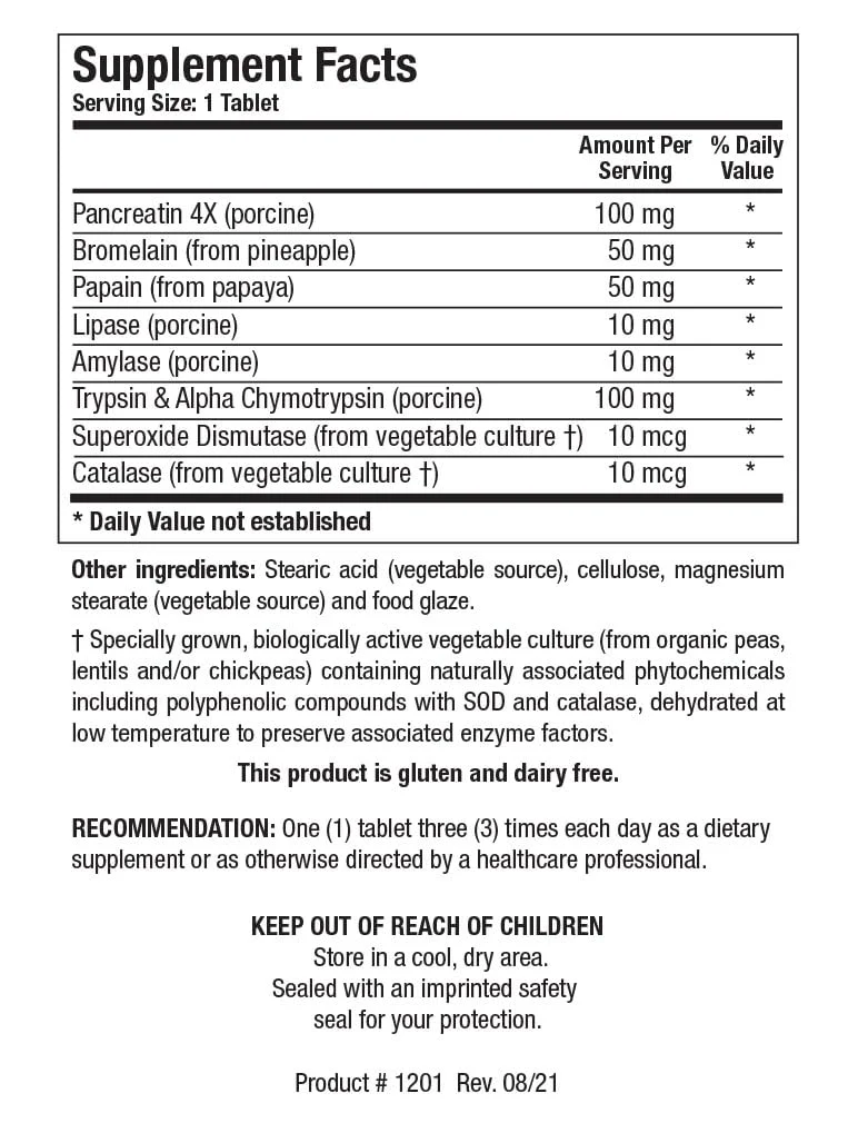 Intenzyme Forte Proteolytic Pancreatic Enzymes - Supports Protein Digestion | 100 Tablets | Biotics Research - Image 3