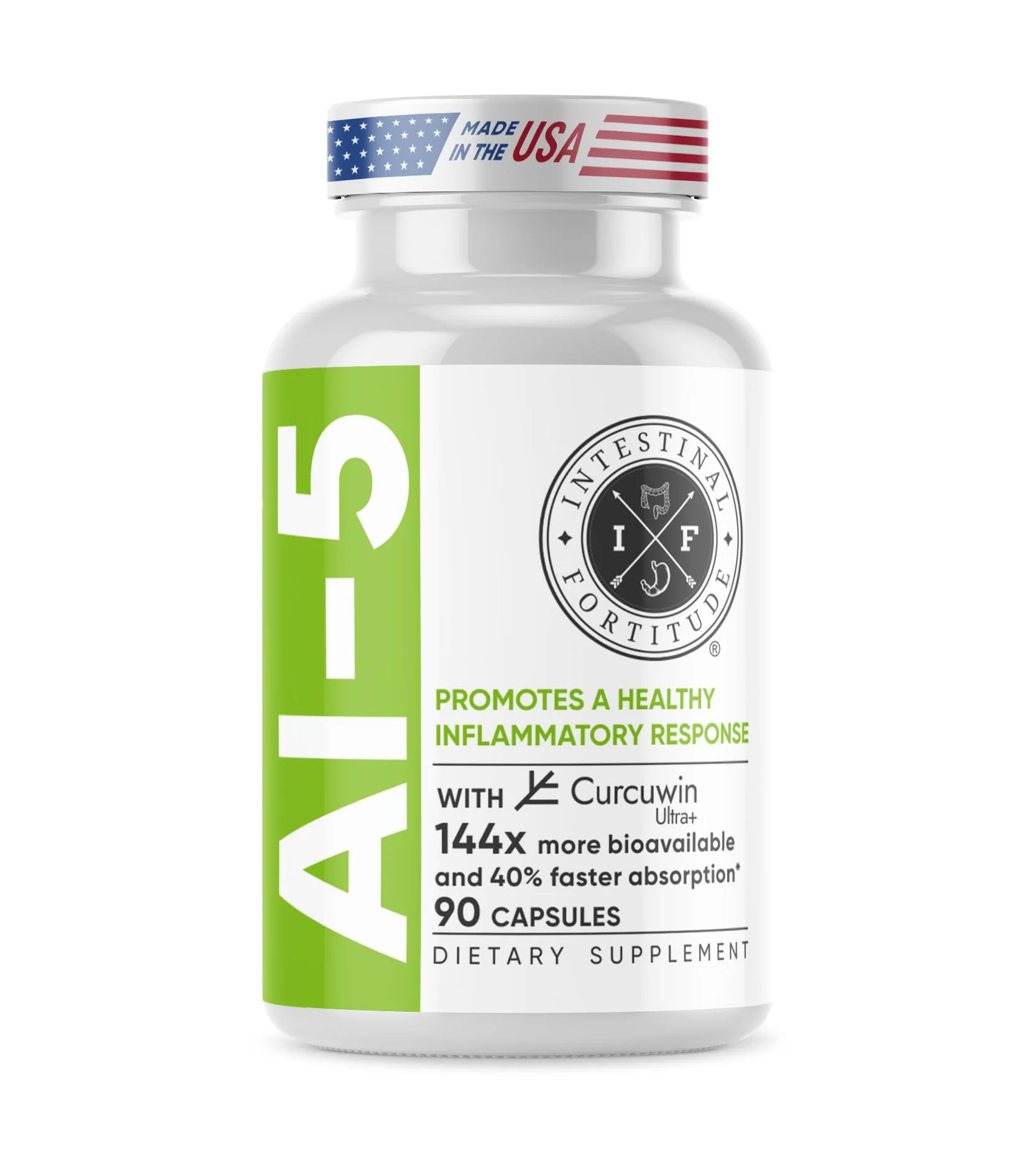Intestinal Fortitude AI-5 Digestive Capsule with CurcuWIN, Turmeric & Ginger – Gut Support (Non-GMO, Dairy Free) - Image 8