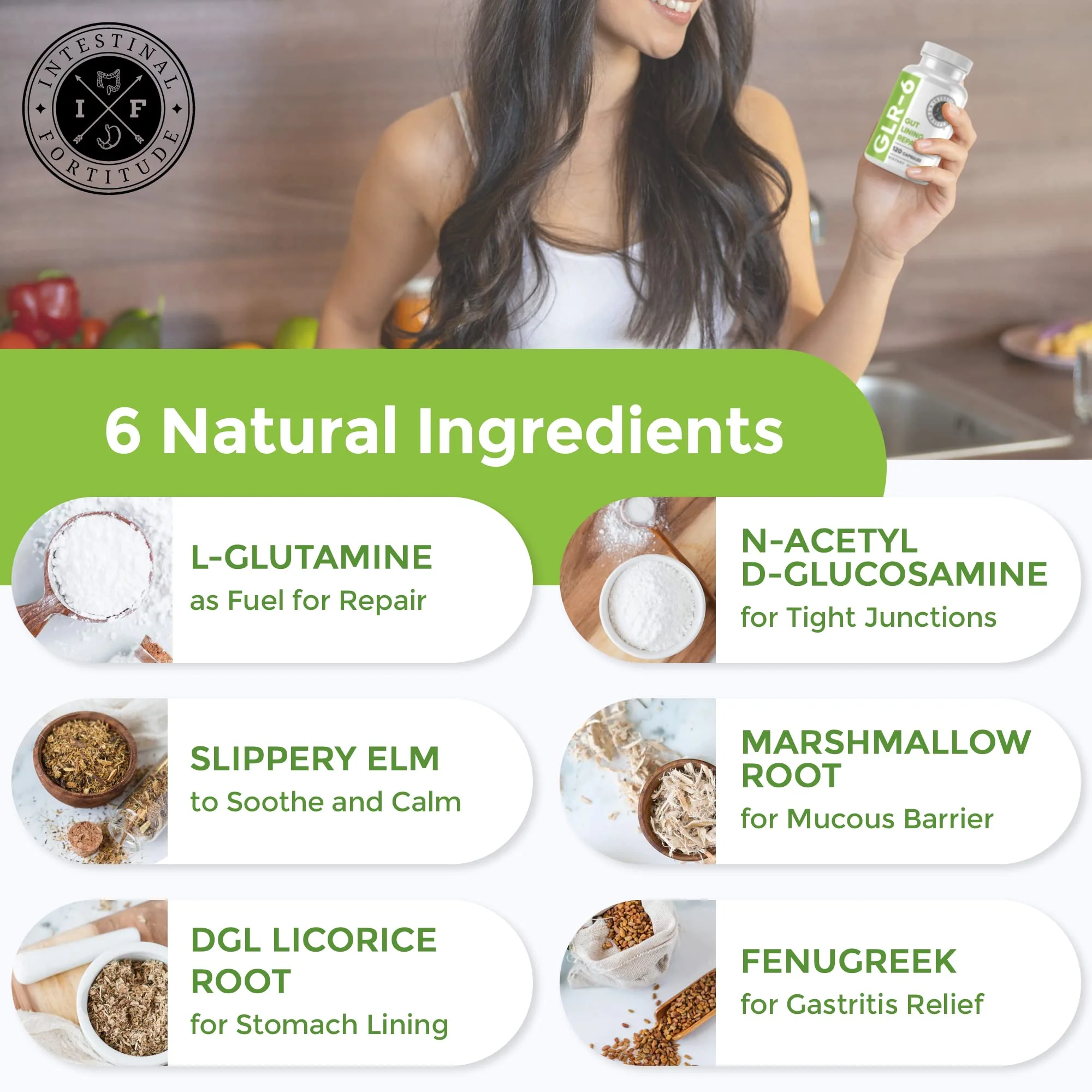 Intestinal Fortitude GLR-6 – Vegan Gut Lining Repair Supplement with L-Glutamine, Slippery Elm, Marshmallow - Image 11