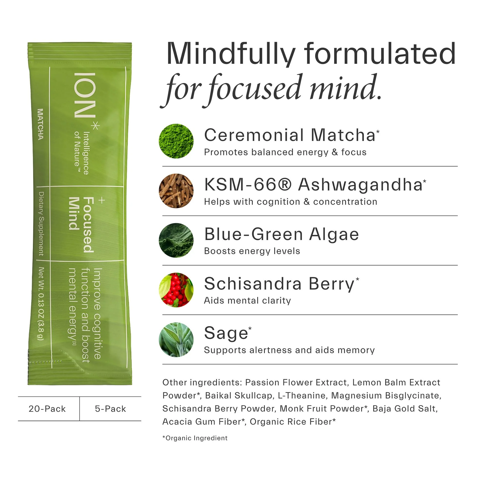 ION* Focused Mind Nootropic Drink Mix – Memory, Focus & Calm (20 Packets) - Image 13