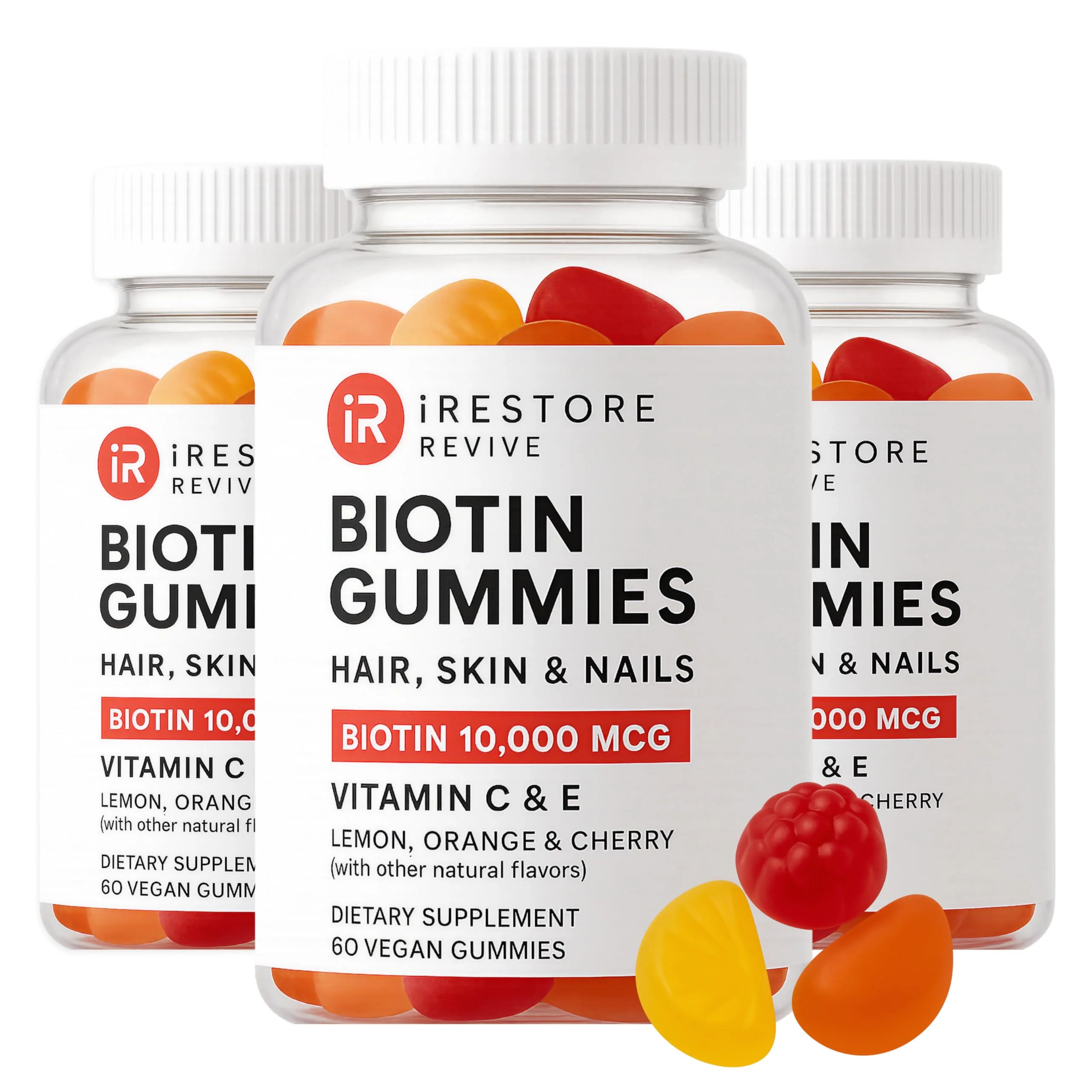 iRestore Hair Gummy Vitamins – Vegan Biotin Gummies for Hair, Skin & Nails | Biotin 10,000 mcg, 3-Pack - Image 10