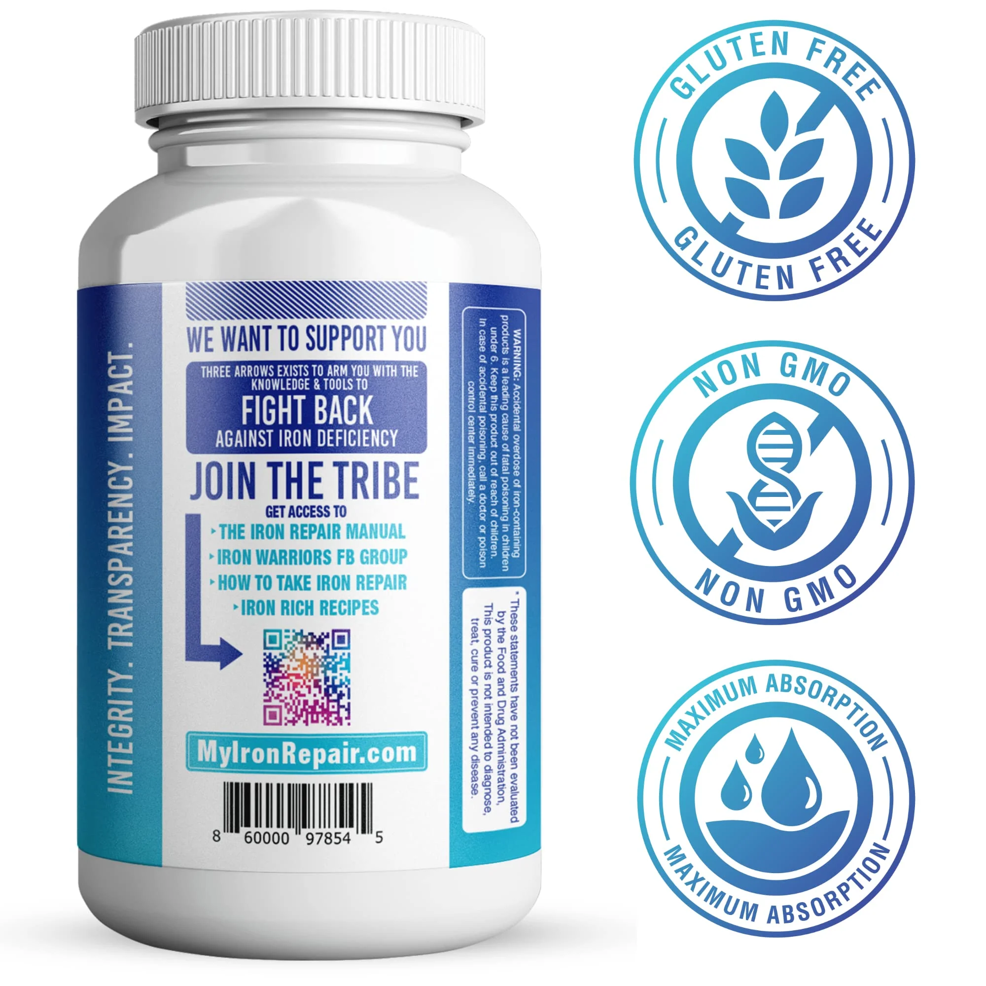 Iron Repair: Natural Iron Supplement with Best Absorption | Gentle on Stomach | Monash Low FODMAP | 90 Capsules - Image 3