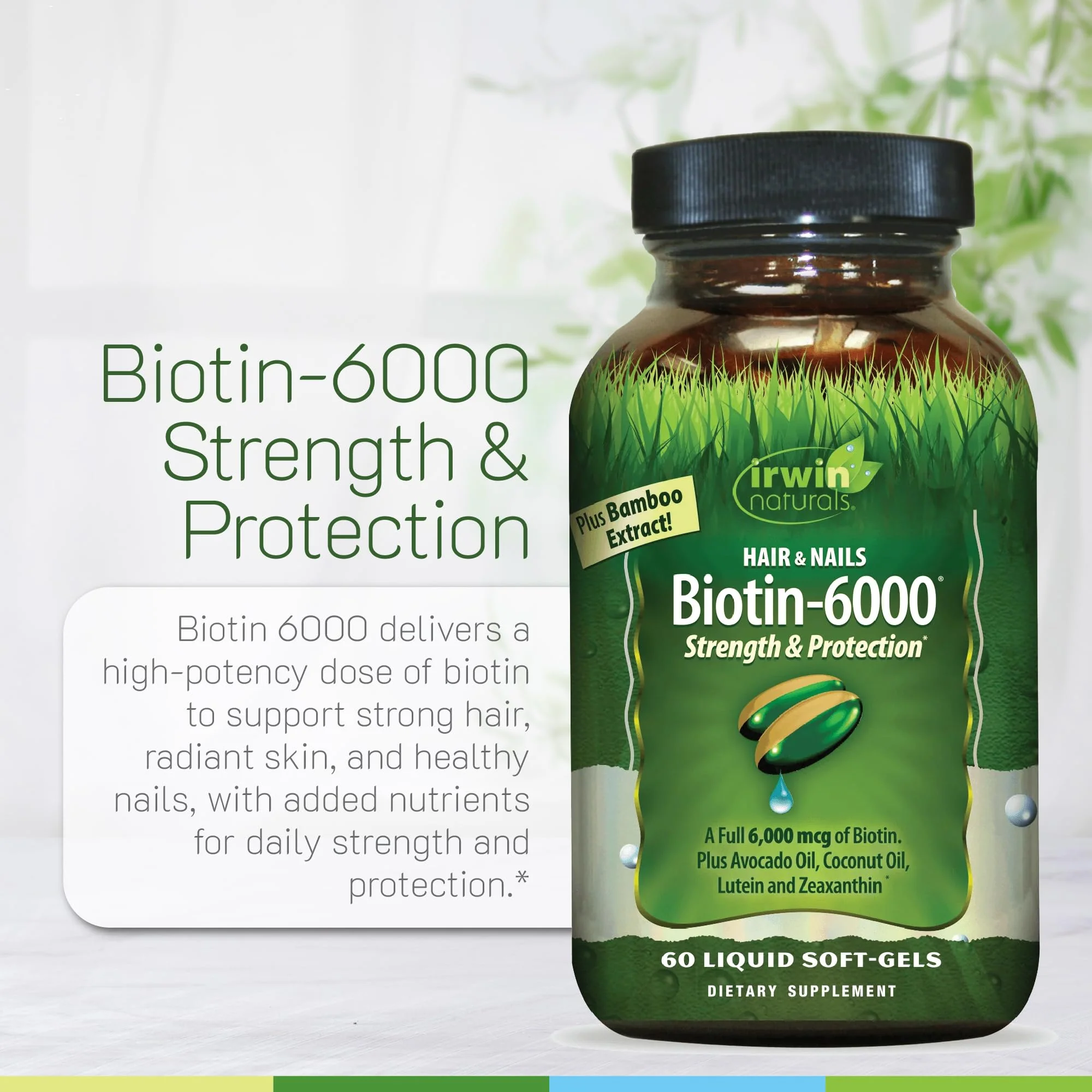 Irwin Naturals Biotin-6000-60 Liquid Soft-Gels – Hair, Skin & Nails Support | Pack of 2, 60 Servings - Image 10