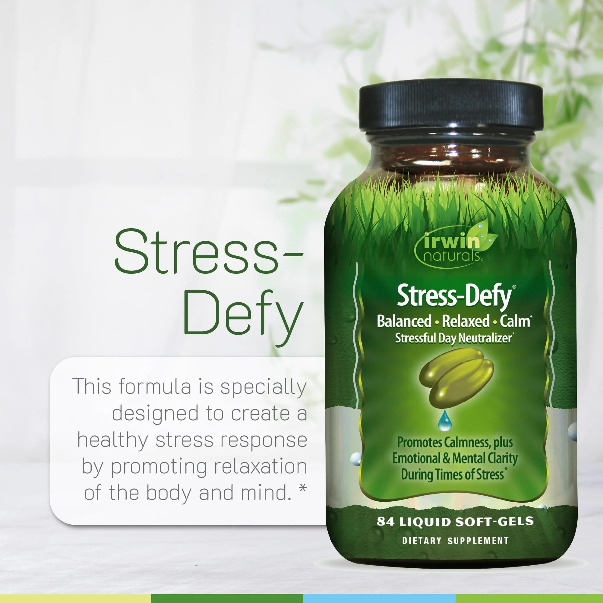 Irwin Naturals Stress-Defy 84 Liquid Soft-Gels (Pack of 2) – Calm & Relaxation - Image 5