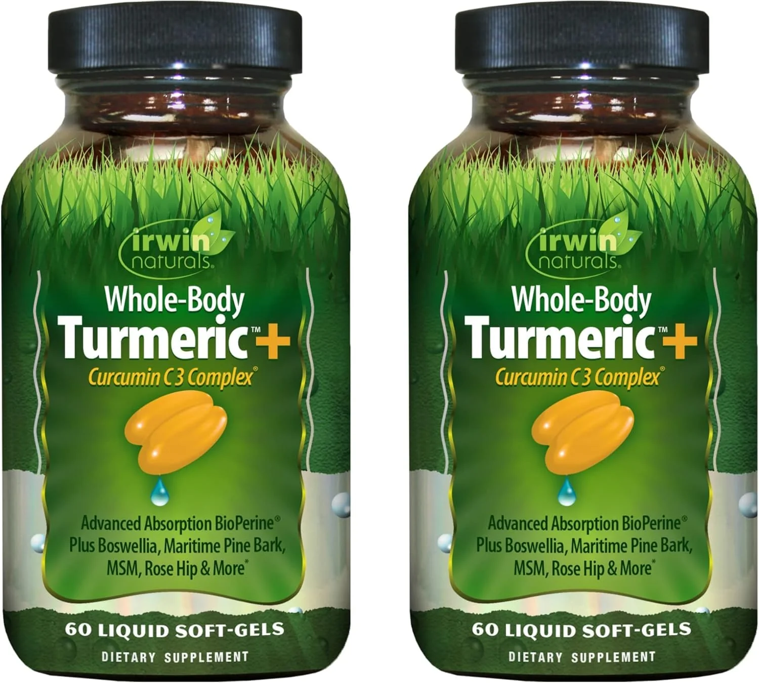 Irwin Naturals Whole Body Turmeric + Curcumin C3 Complex – 60 Liquid Soft-Gels (Pack of 2)