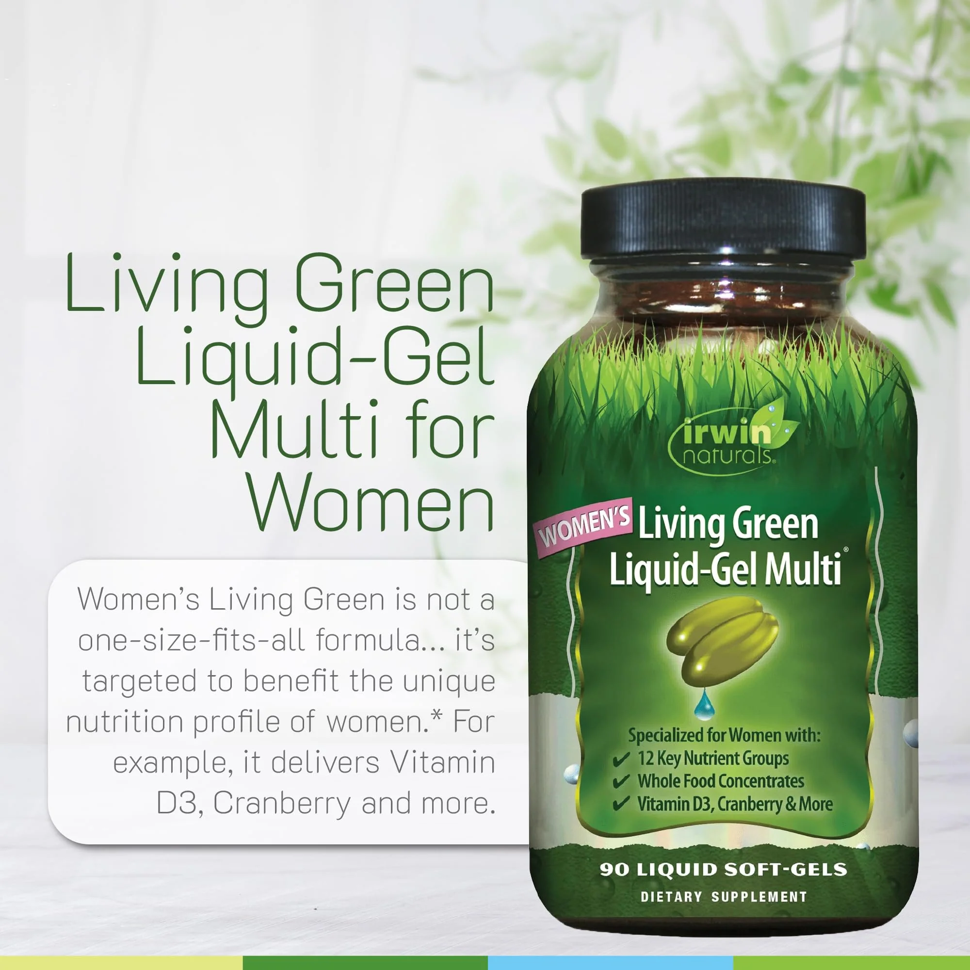 Irwin Naturals Women's Living Green Liquid-Gel Multi - 120 Softgels (2-Pack) - Image 6