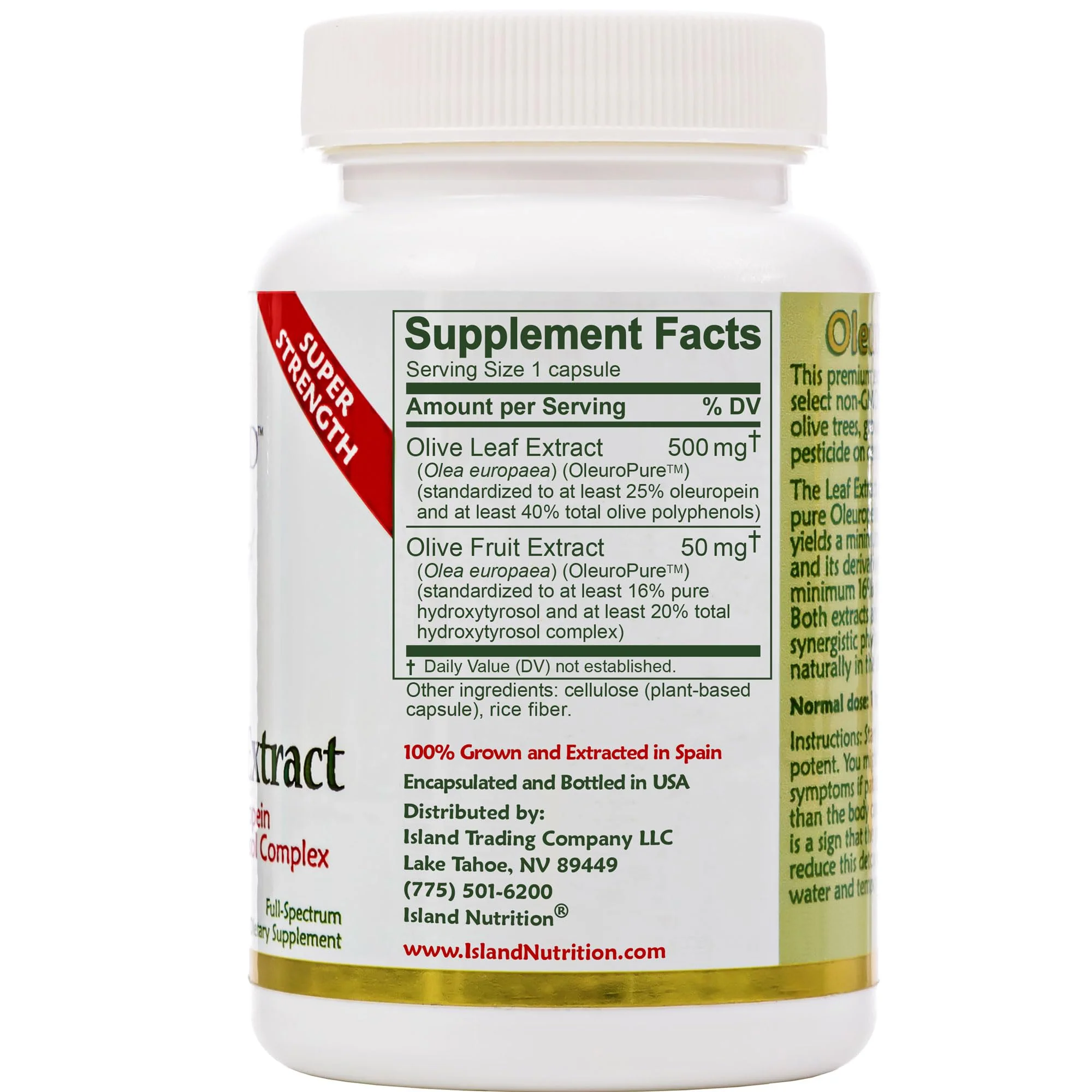 Island Nutrition Olive Leaf Extract Capsules – 25% Oleuropein, 40% Polyphenols, 20% Hydroxytyrosol Complex – 90 Capsules, Spain-Grown - Image 9