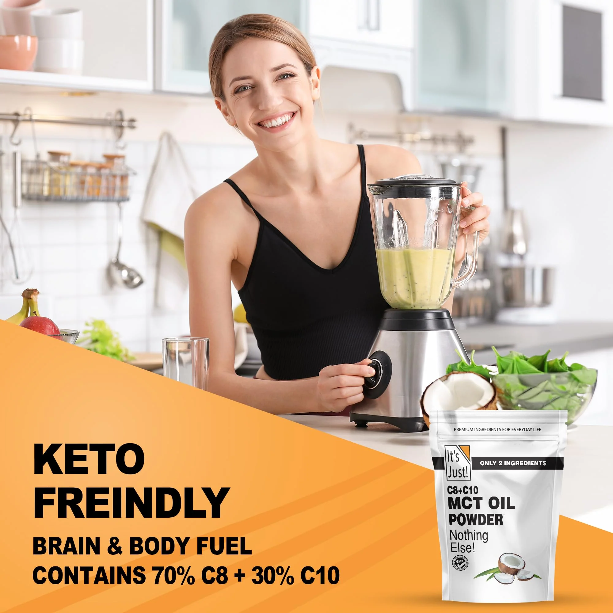 It's Just MCT Oil Powder with Prebiotic Fiber — 1.5lb, 70% C8 / 30% C10, Fast Fuel for Body & Brain, Keto Coffee Creamer, Non-GMO, Heavy Metal Tested - Image 3