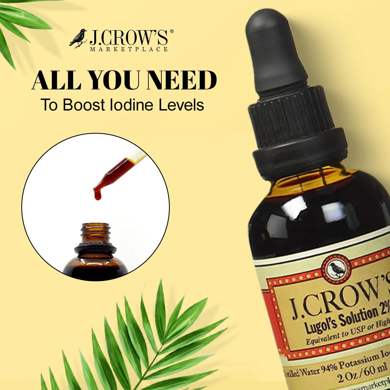 J.CROW'S Lugol's 2% Iodine Solution – 2 oz Bottle (6-Pack) – Gluten-Free, Alcohol-Free, No Expiration - Image 4