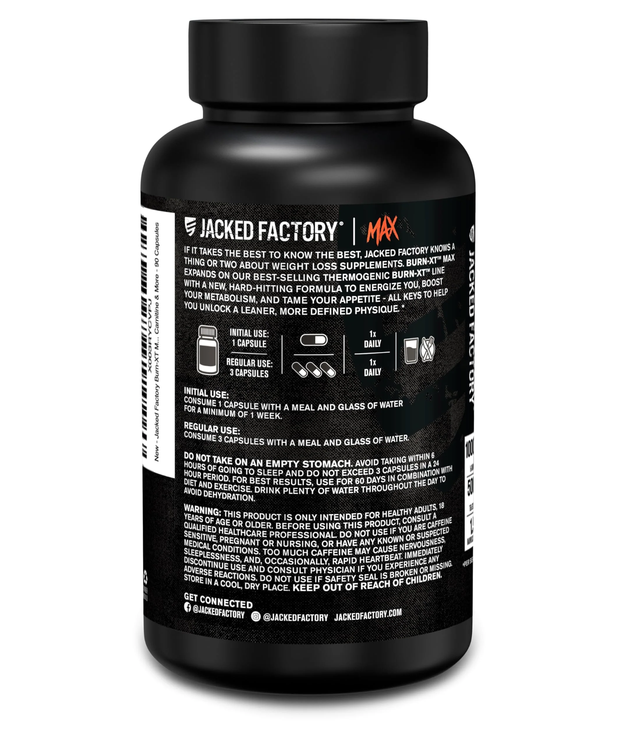 Jacked Factory Burn-XT Max: High-Performance Thermogenic Fat Burner with PurCaf Caffeine, MitoBurn & Green Tea | 90 Capsules - Image 8