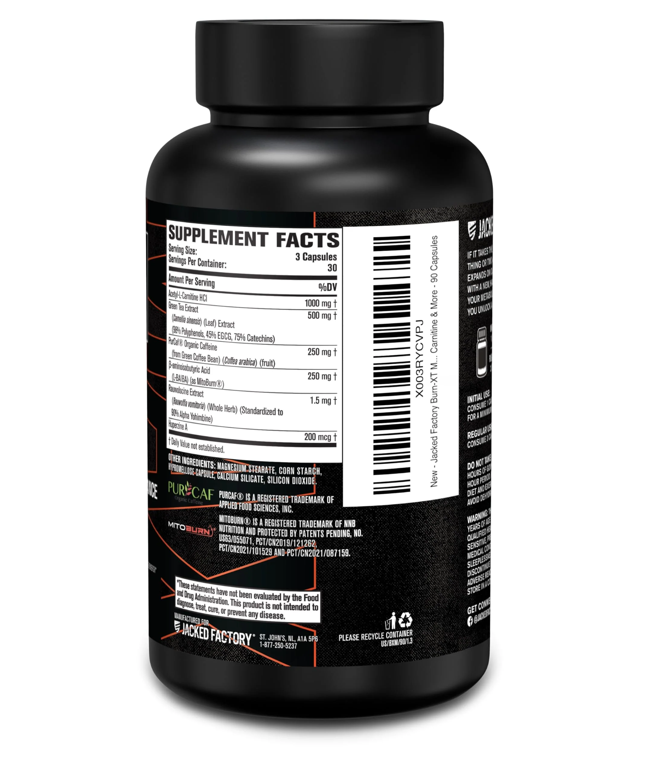 Jacked Factory Burn-XT Max: High-Performance Thermogenic Fat Burner with PurCaf Caffeine, MitoBurn & Green Tea | 90 Capsules - Image 9