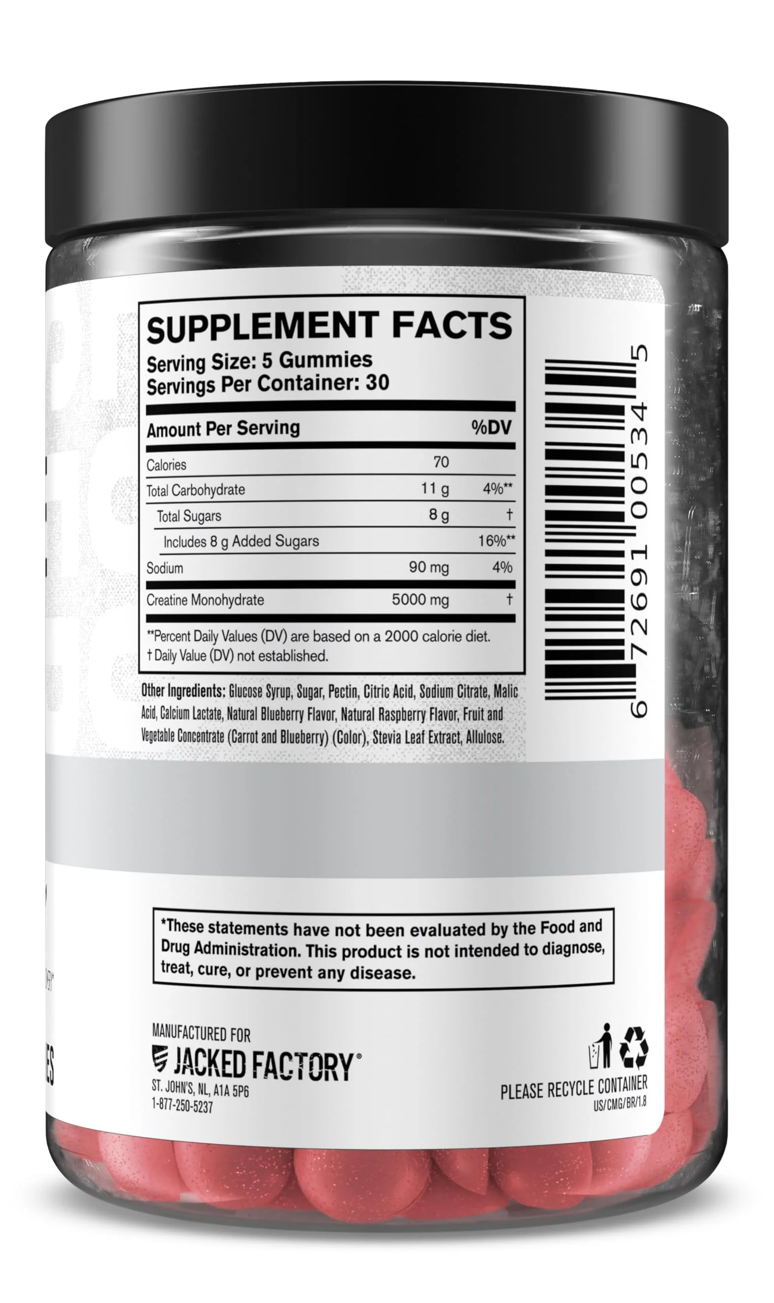 Jacked Factory Creatine Gummies – 5g Daily Dose (1g per Gummy) – Vegan, Third-Party Tested, 150 Gummies, Blue Raspberry - Image 7