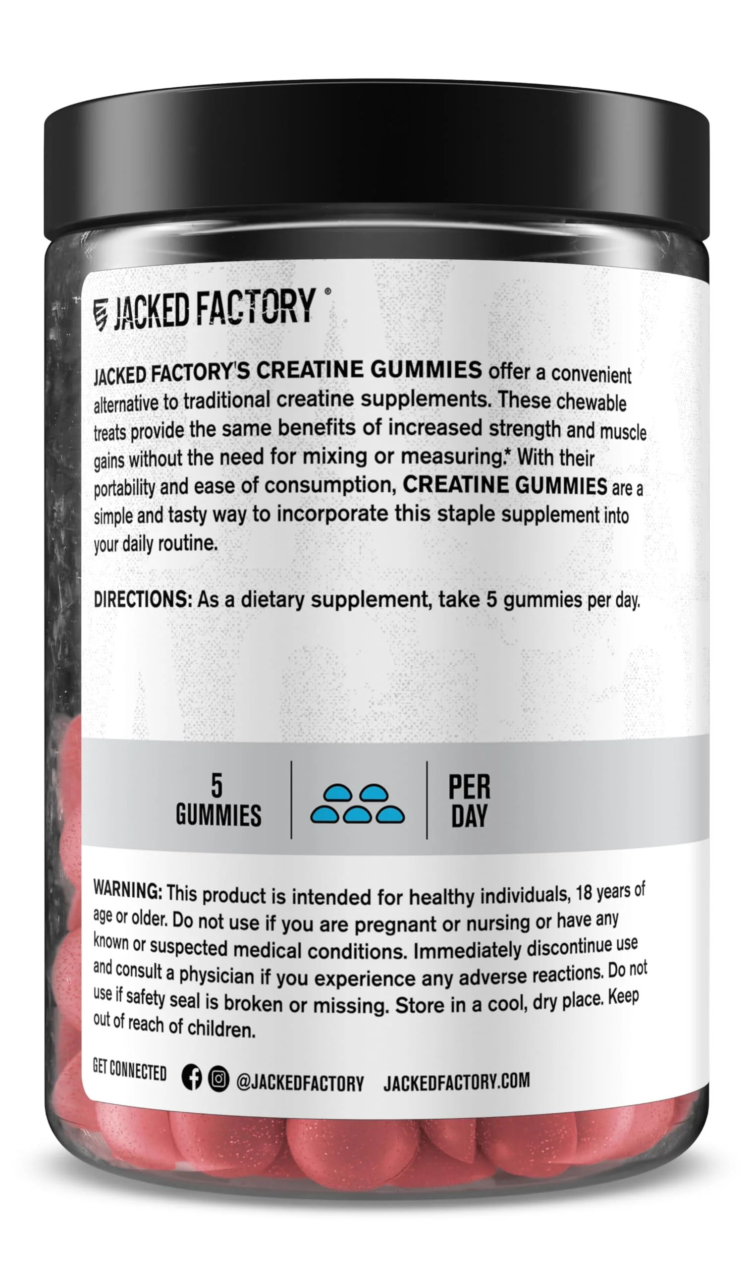 Jacked Factory Creatine Gummies – 5g Daily Dose (1g per Gummy) – Vegan, Third-Party Tested, 150 Gummies, Blue Raspberry - Image 8