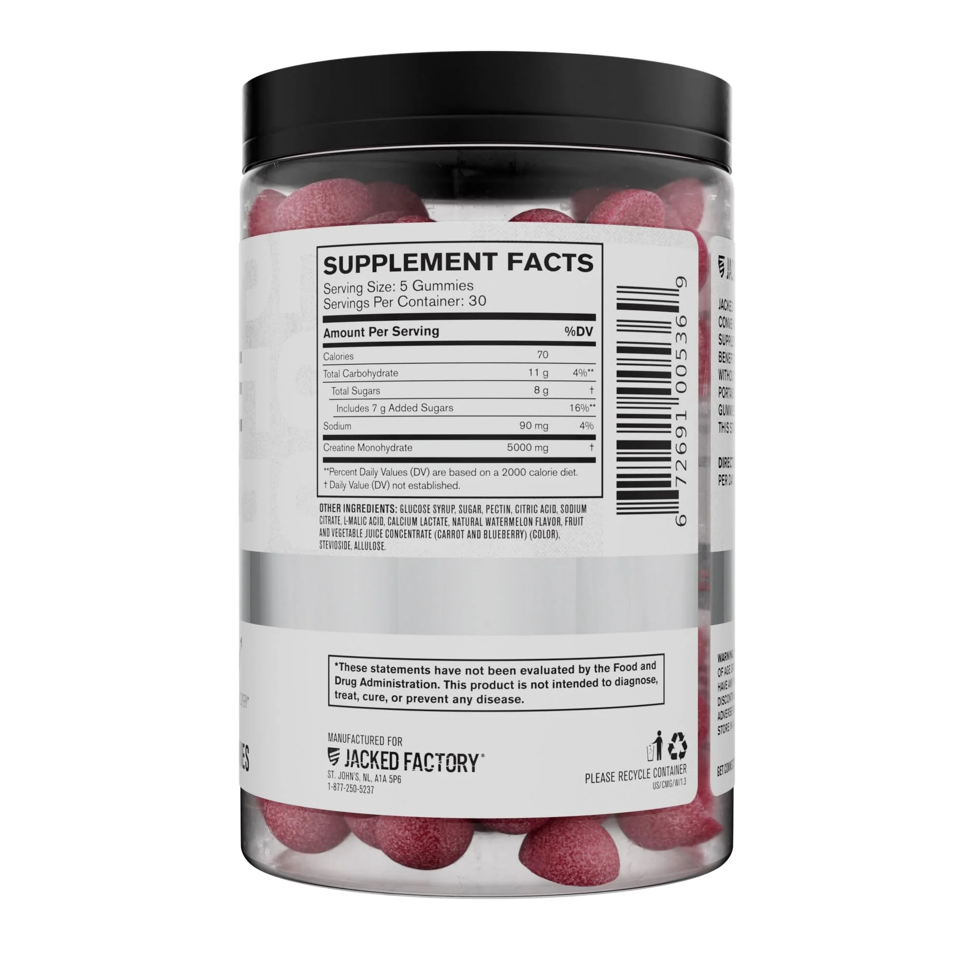 Jacked Factory Creatine Monohydrate Gummies 5g Daily Dose – 150 Watermelon Gummies | Vegan, Travel-Friendly, Third-Party Tested - Image 7