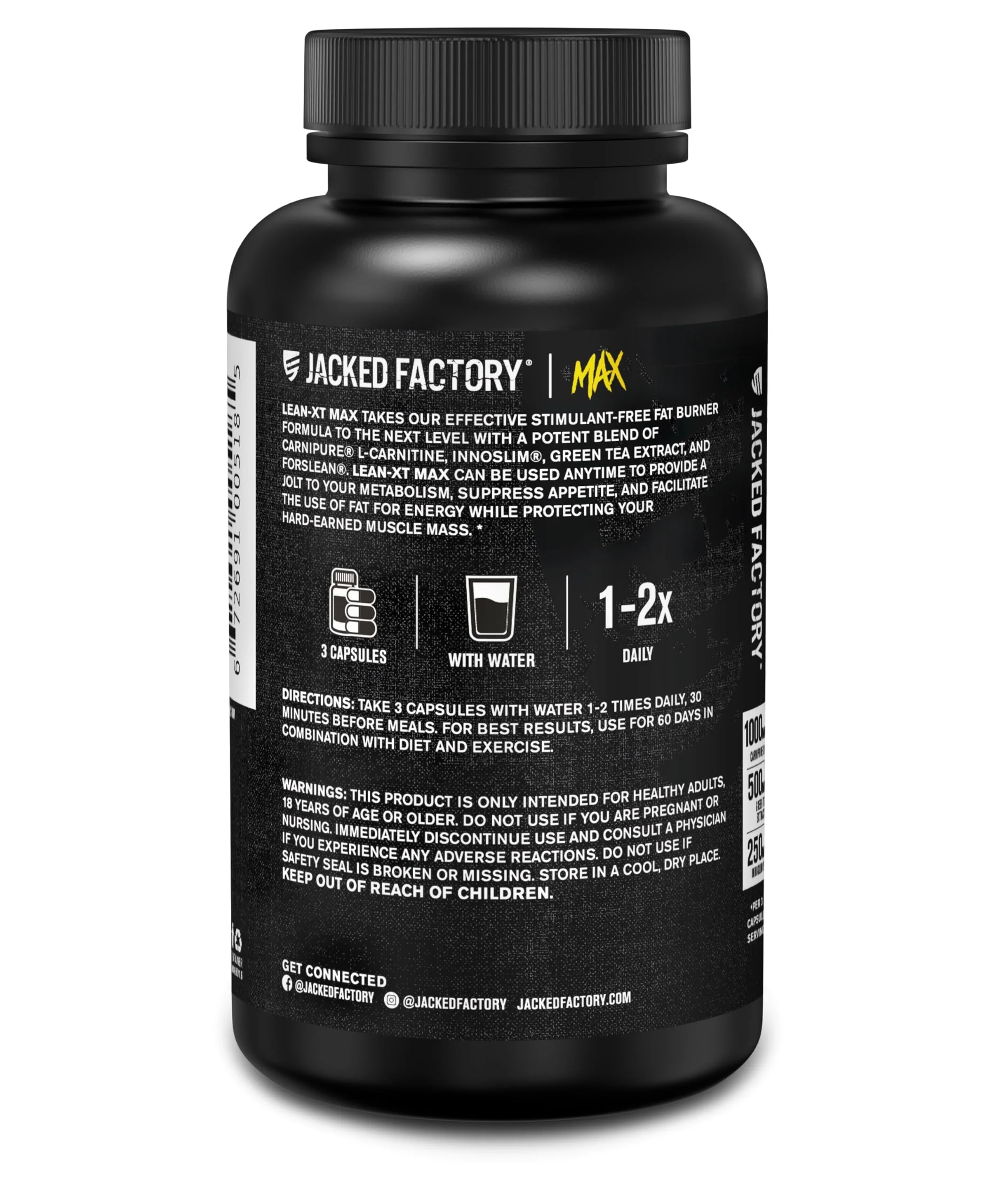 Jacked Factory Lean-XT Max – Stim-Free Fat Burner with Carnipure, InnoSlim & ForsLean | 90 Count - Image 16
