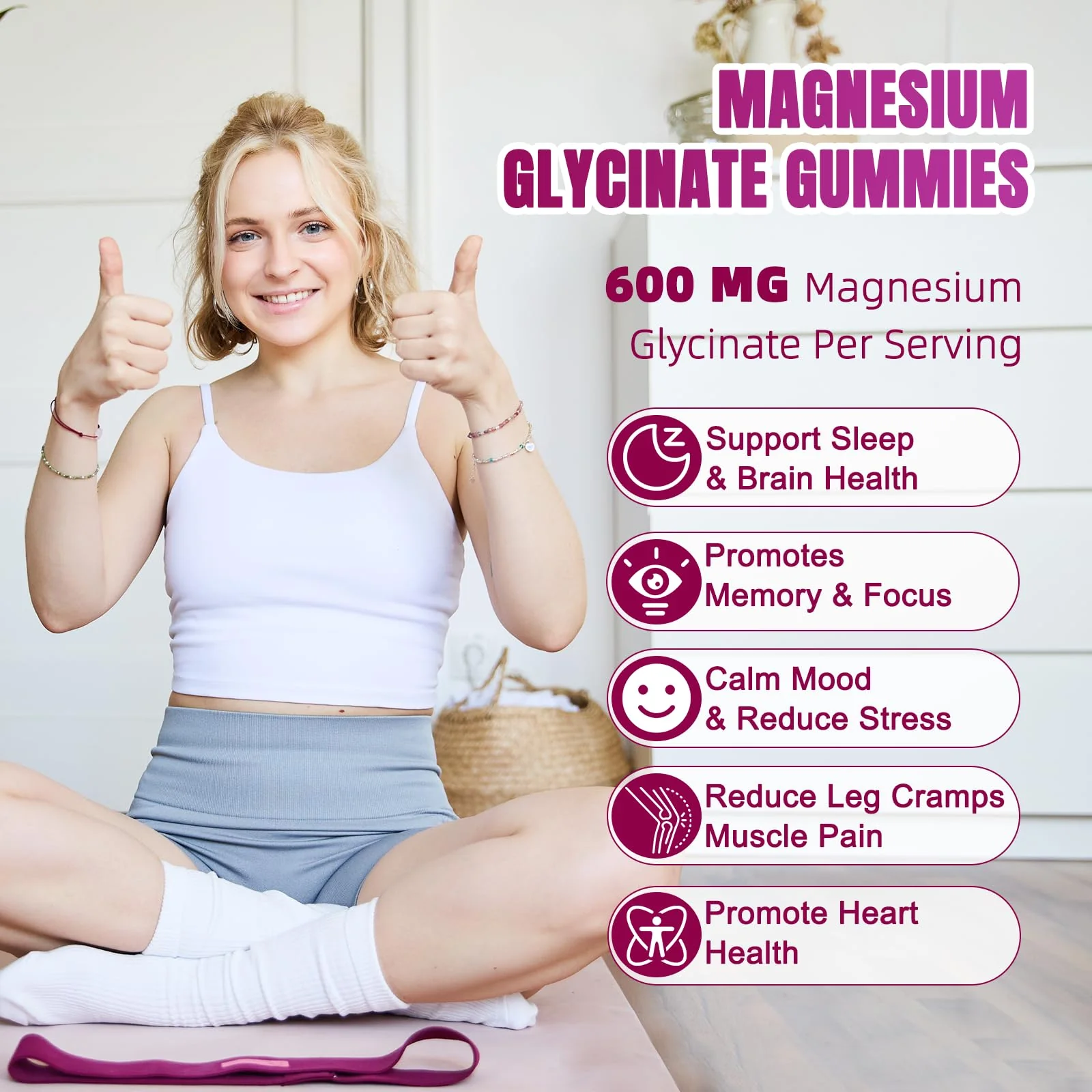 JAENFW Magnesium Glycinate Gummies 600mg – High Absorption, Raspberry, Sugar Free (60 ct) - Image 13