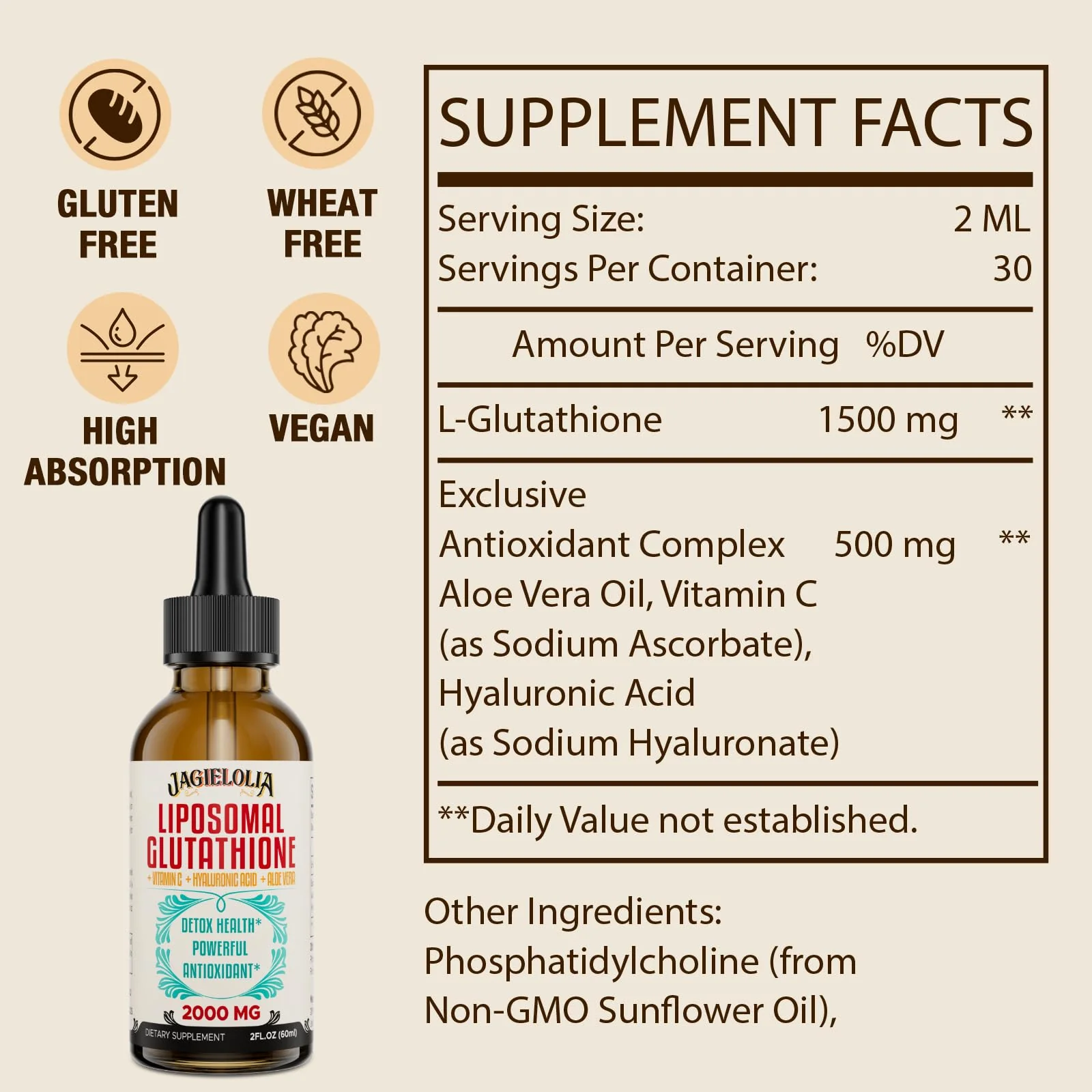 Jagielolia Liposomal Glutathione Liquid 2000MG – Antioxidant Detox & Energy Support - Image 9