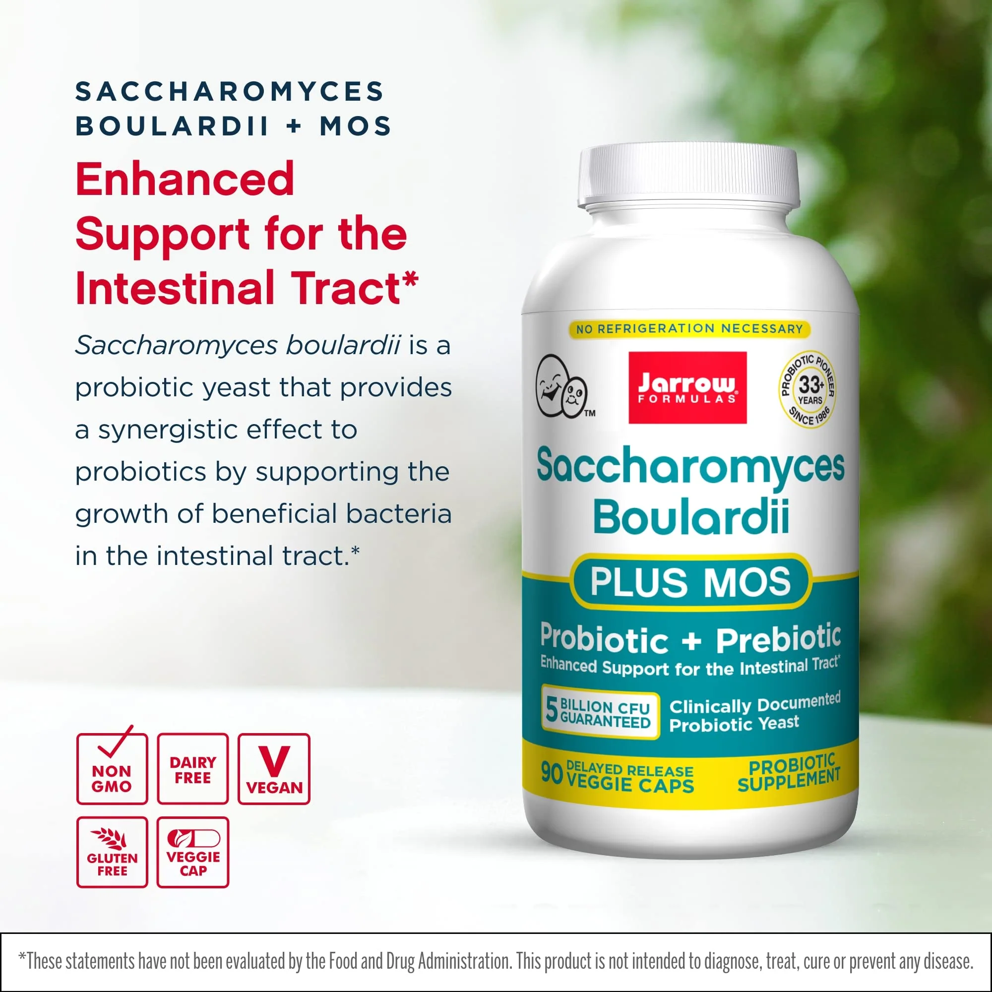 Jarrow Formulas Saccharomyces Boulardii + MOS – 5 Billion CFU per Serving, 90 Delayed-Release Veggie Caps, 2-Pack Probiotic + Prebiotic - Image 4