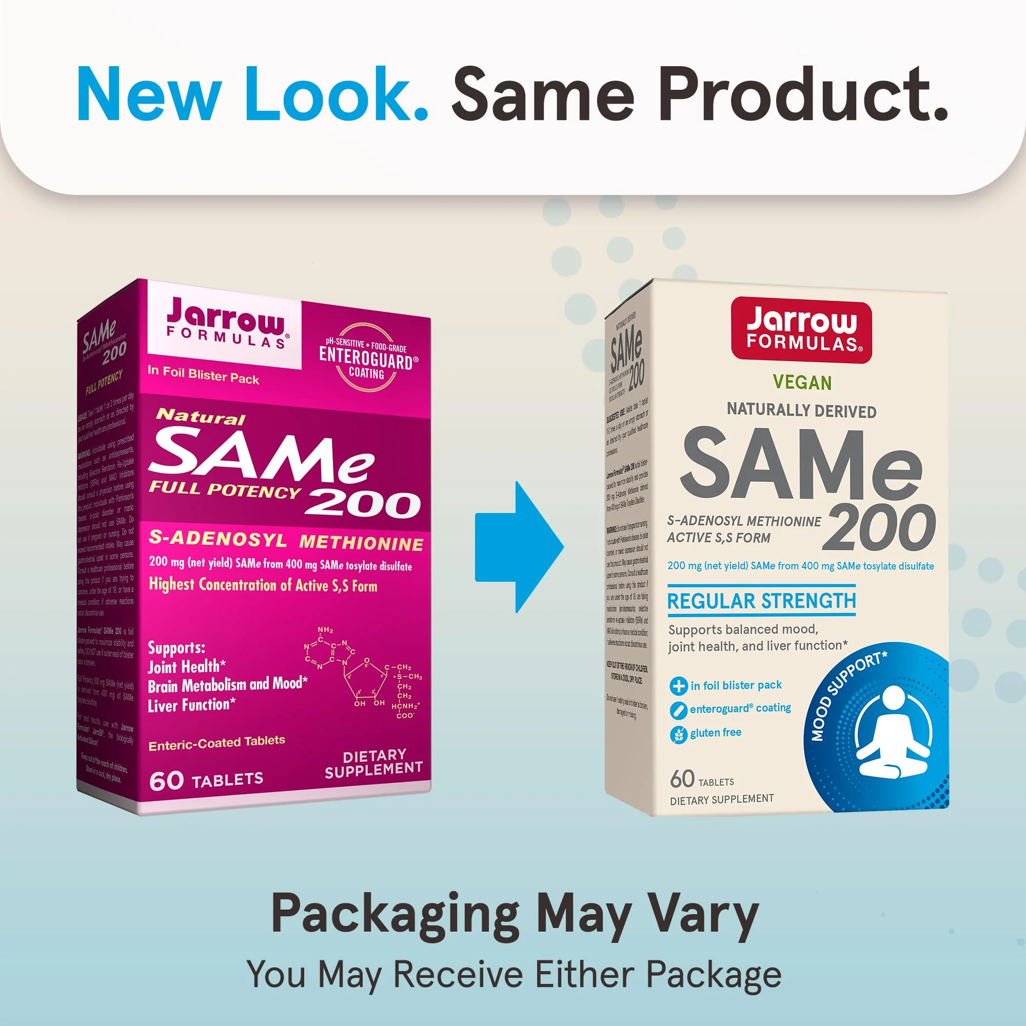 Jarrow SAMe 200 mg – 60 Tablets | Highest Active S,S Form, Joint Health, Mood & Liver Support - Image 3