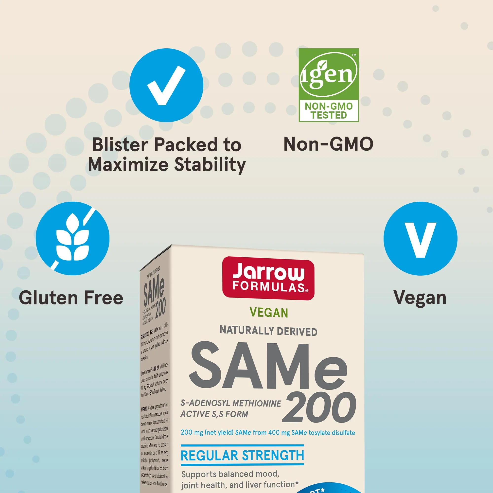 Jarrow SAMe 200 mg – 60 Tablets | Highest Active S,S Form, Joint Health, Mood & Liver Support - Image 5