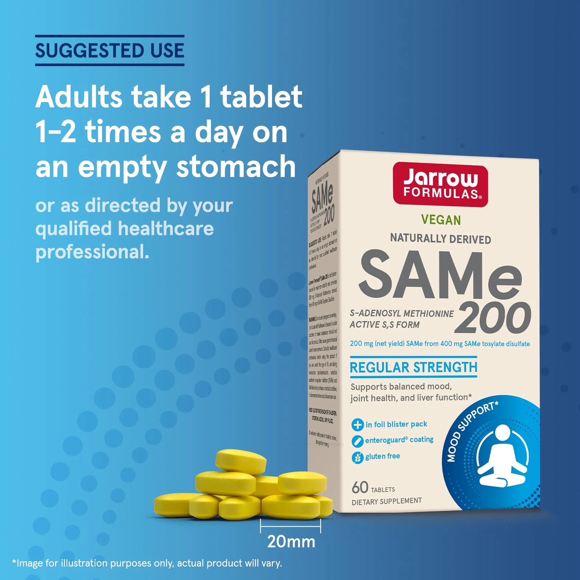 Jarrow SAMe 200 mg – 60 Tablets | Highest Active S,S Form, Joint Health, Mood & Liver Support - Image 7