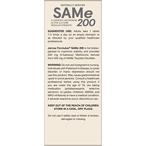 Jarrow SAMe 200 mg – 60 Tablets | Highest Active S,S Form, Joint Health, Mood & Liver Support - Image 8