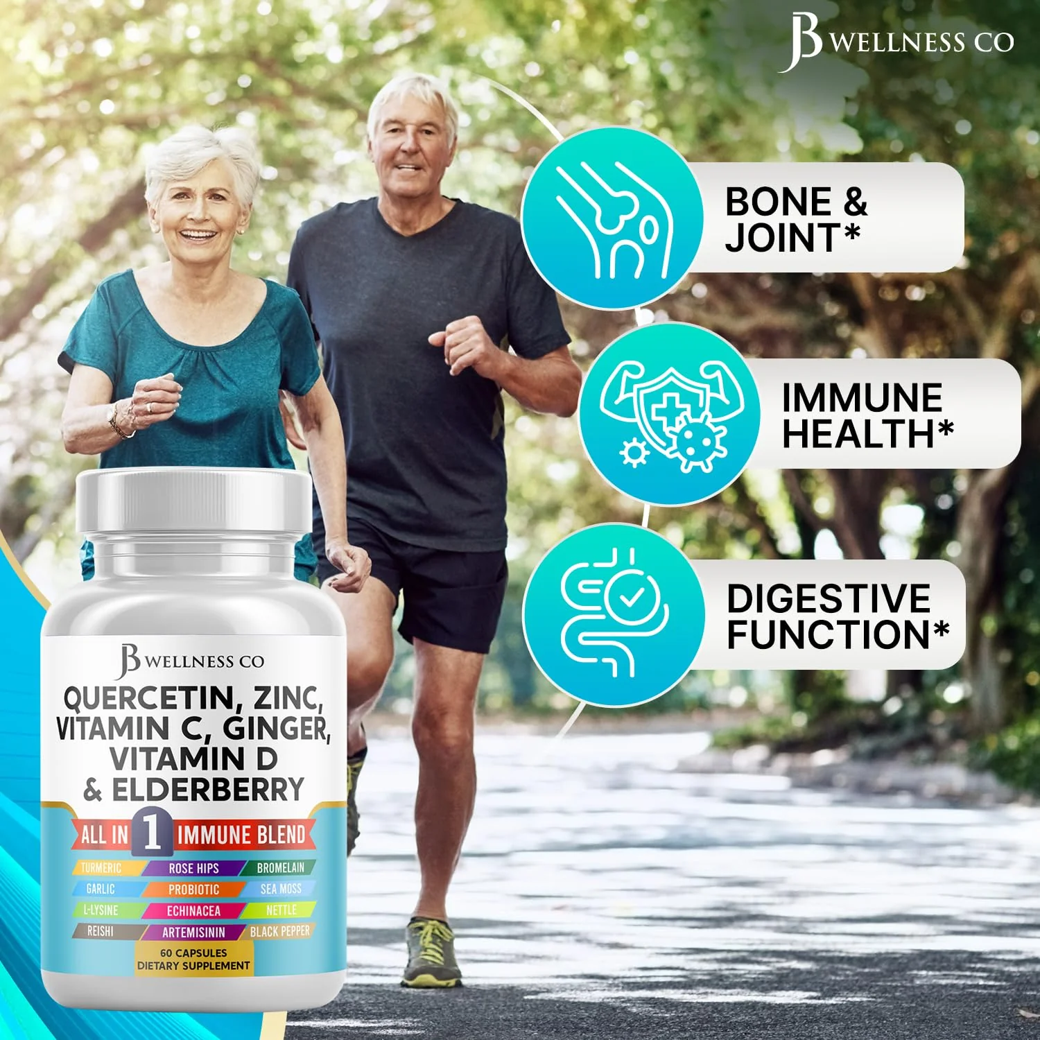 JB Wellness Co Immune Support: Quercetin, Zinc, Vitamin C & D + Bromelain (180 Count) - Image 4