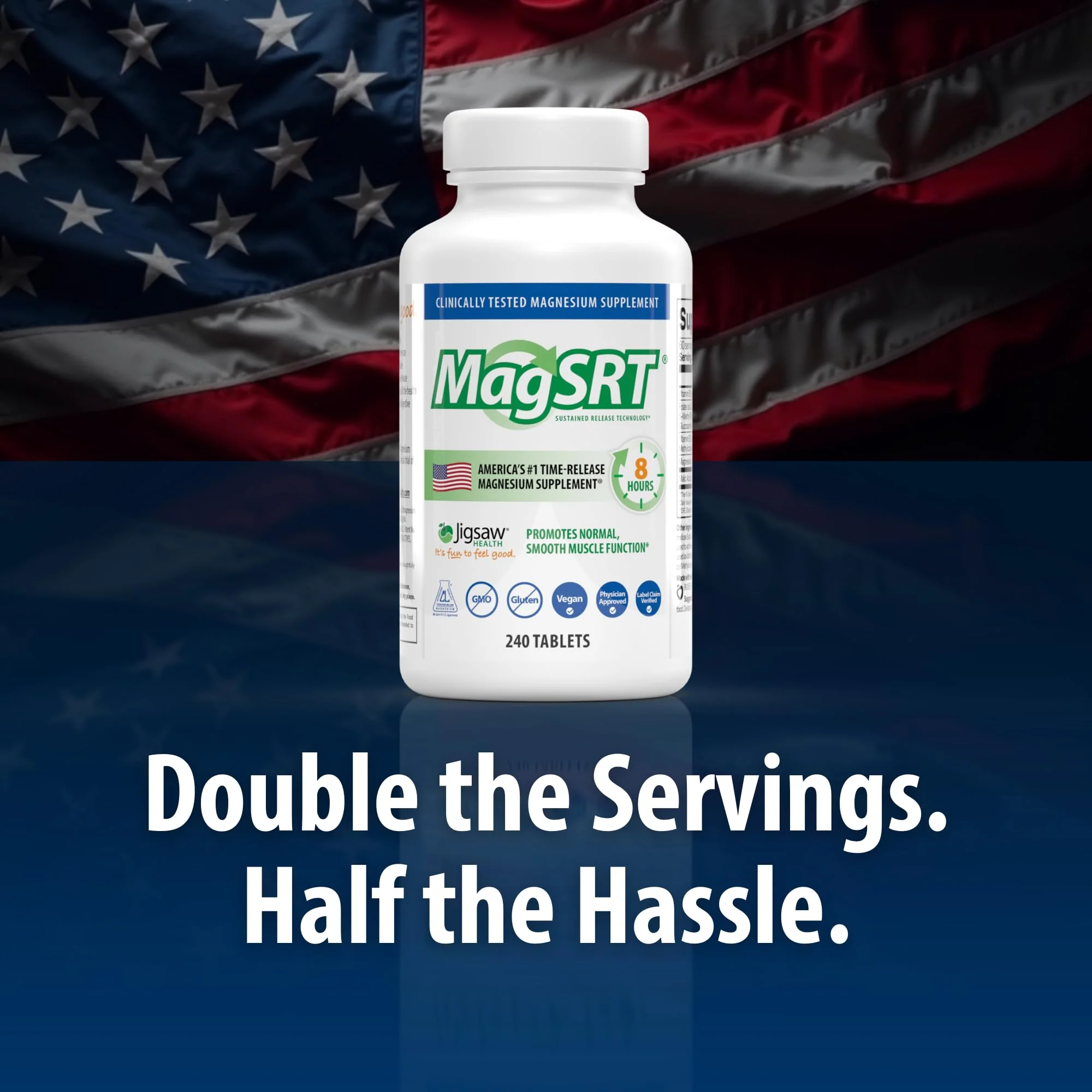 Jigsaw Health MagSRT Magnesium + B6, Folate & B12 | Timed-Release Mineral Supplement | 240 Tablets | 60 Servings - Image 11