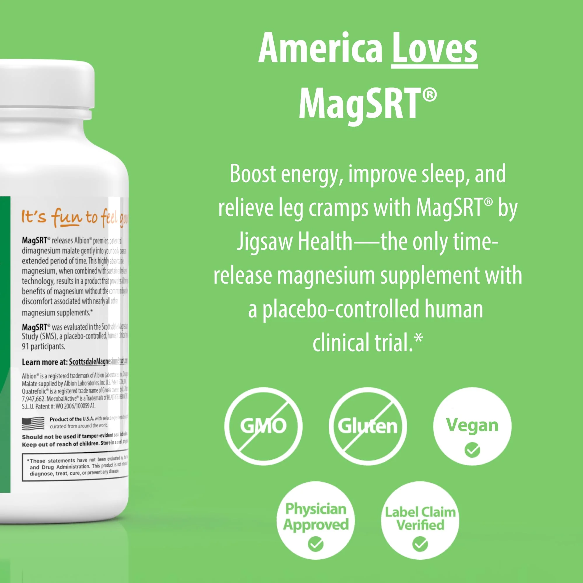 Jigsaw Health MagSRT Magnesium + B6, Folate & B12 | Timed-Release Mineral Supplement | 240 Tablets | 60 Servings - Image 4