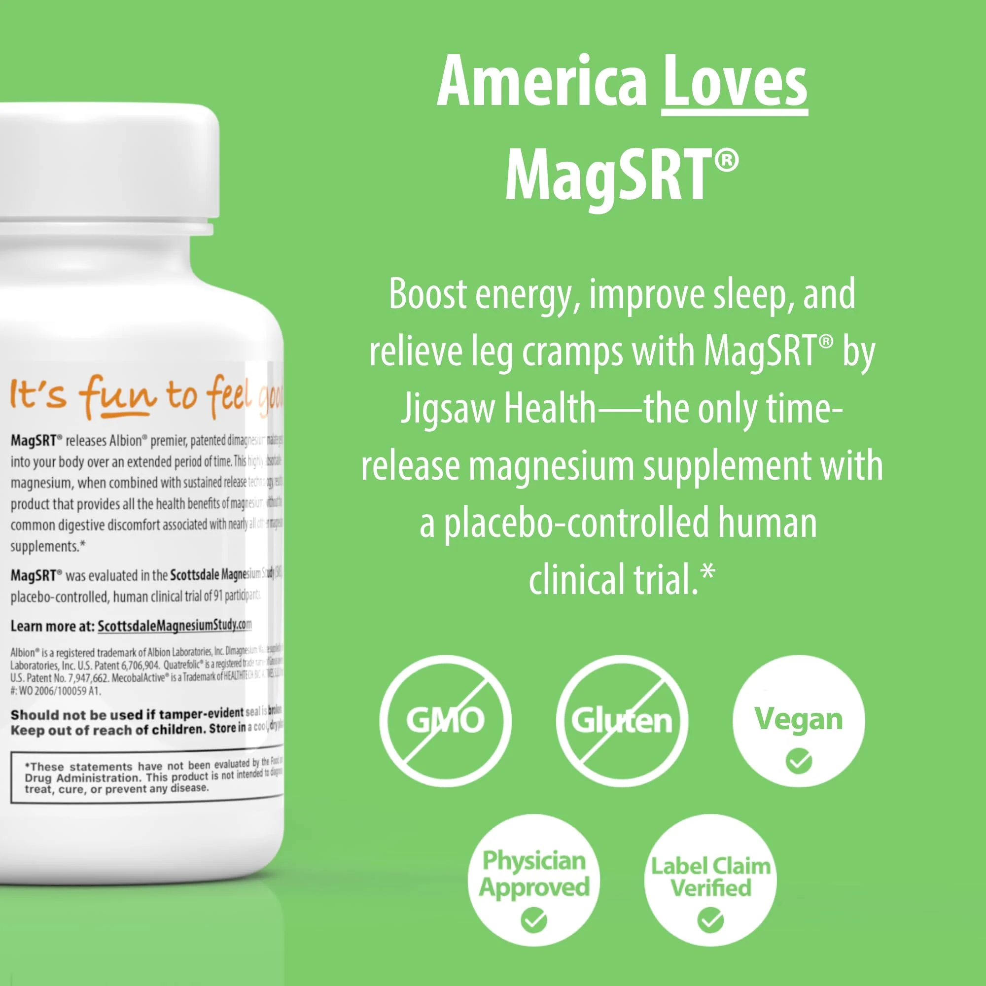 Jigsaw Health MagSRT Magnesium Supplement – Vitamin B6, Folate & B12 | 120 Tablets | 30 Servings - Image 3
