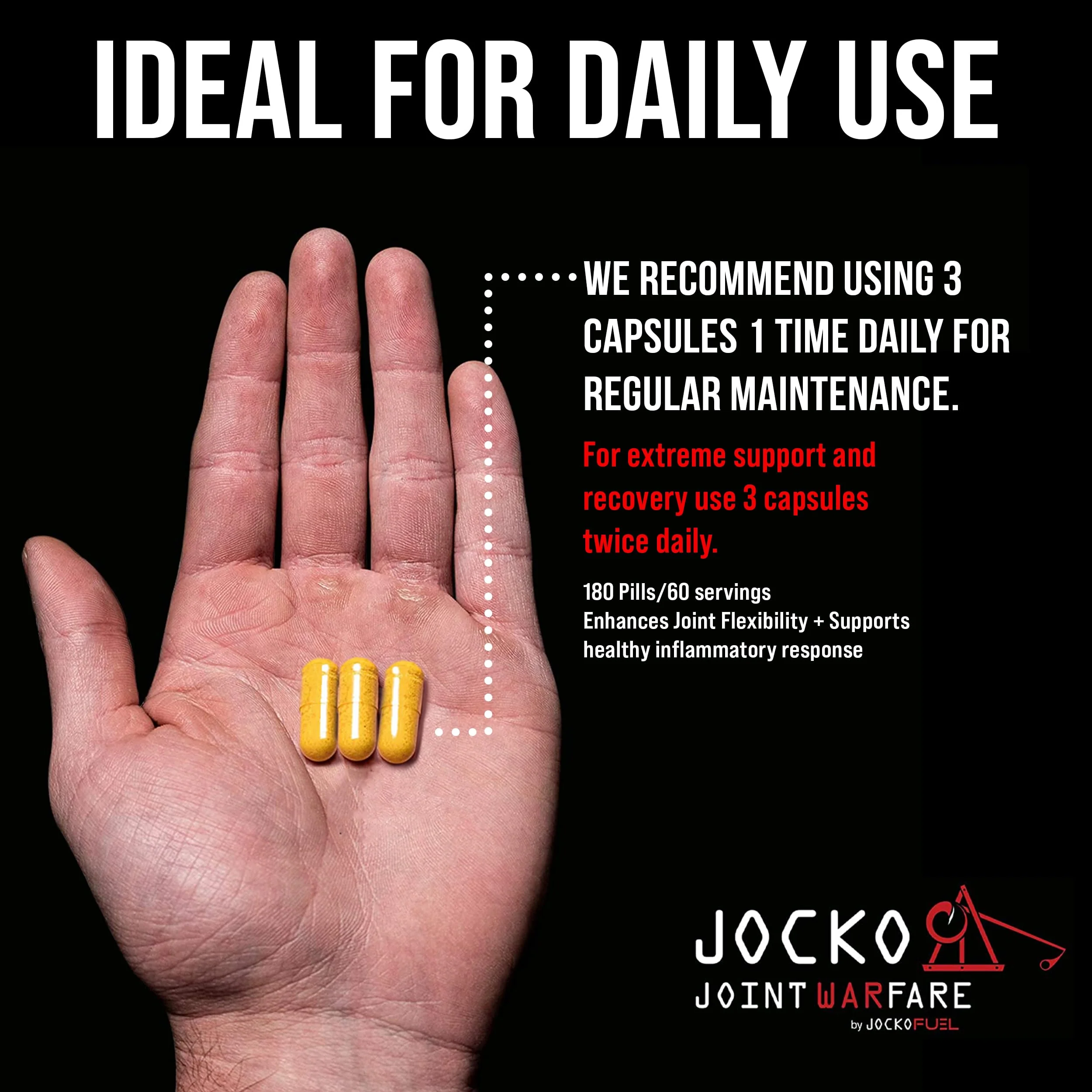 Jocko Fuel Joint Support Supplement - Glucosamine MSM, Turmeric & Boswellia, 180 Capsules - Image 6