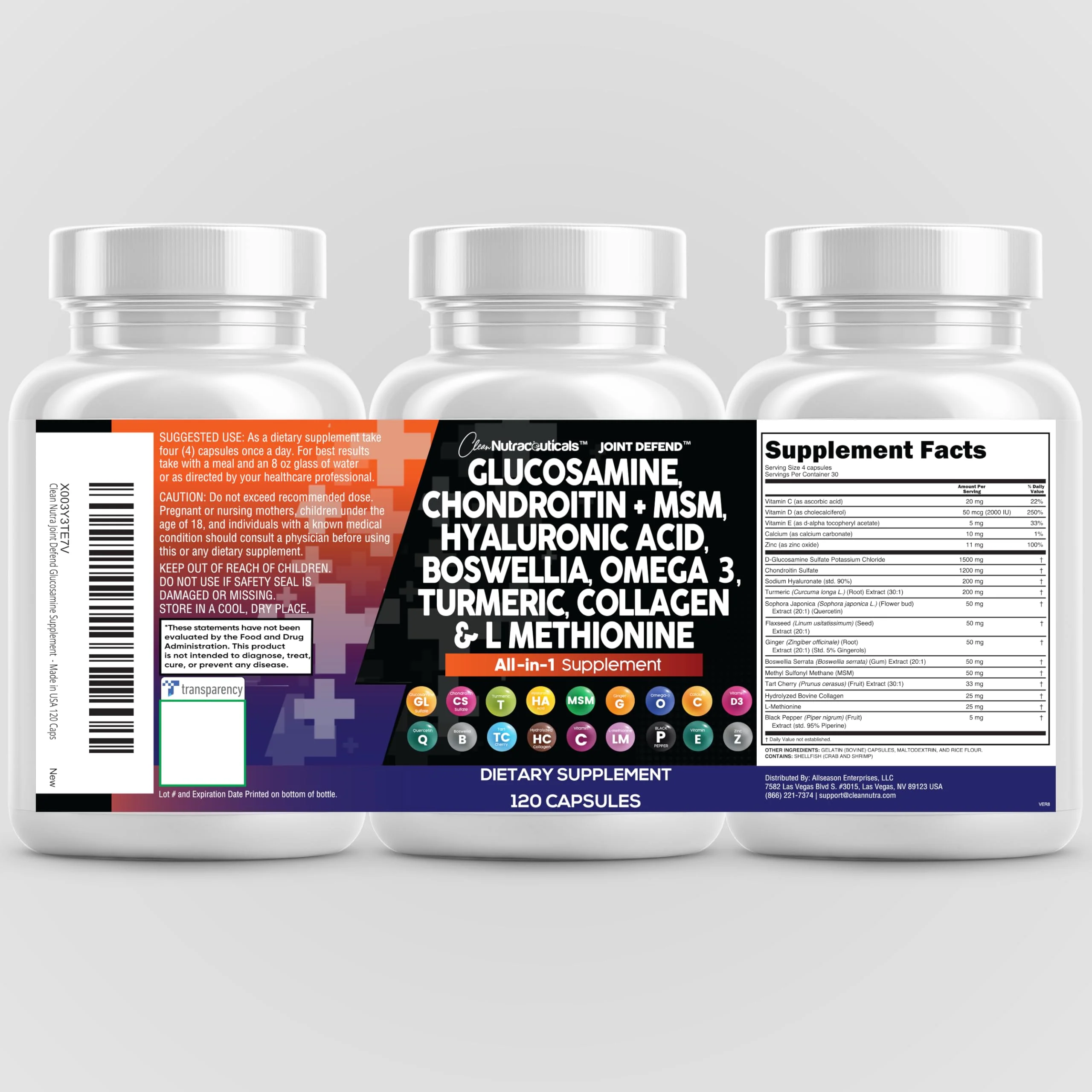 Joint Defend: Glucosamine Chondroitin MSM 1500mg + Turmeric Curcumin – Joint Health Supplement (120 Count) - Image 9