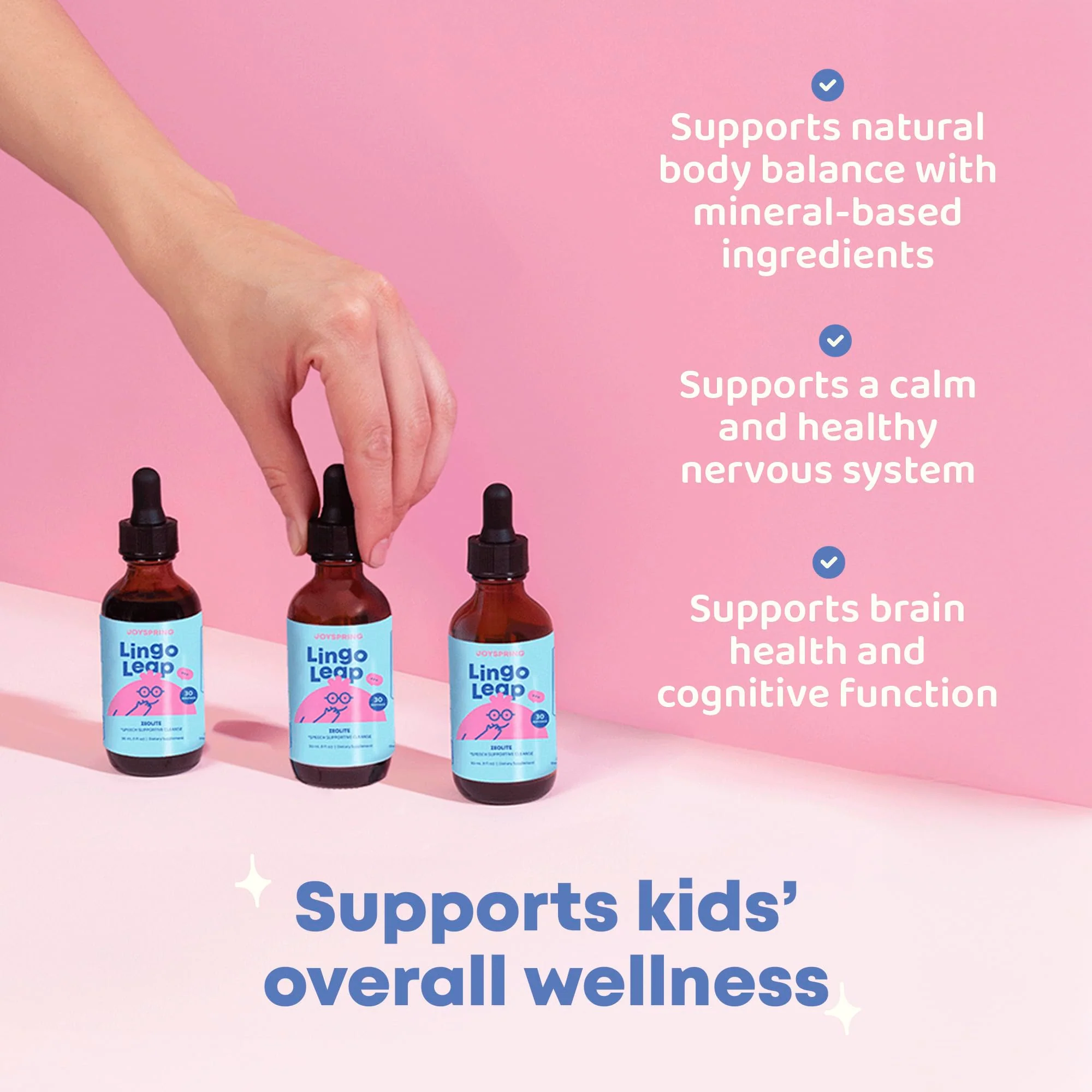 JoySpring LingoLeap: Liquid Kids Formula with Zeolite Clinoptilolite, Methylated B12 & Vitamin D3 | Ages 3+ | 1 fl oz - Image 2