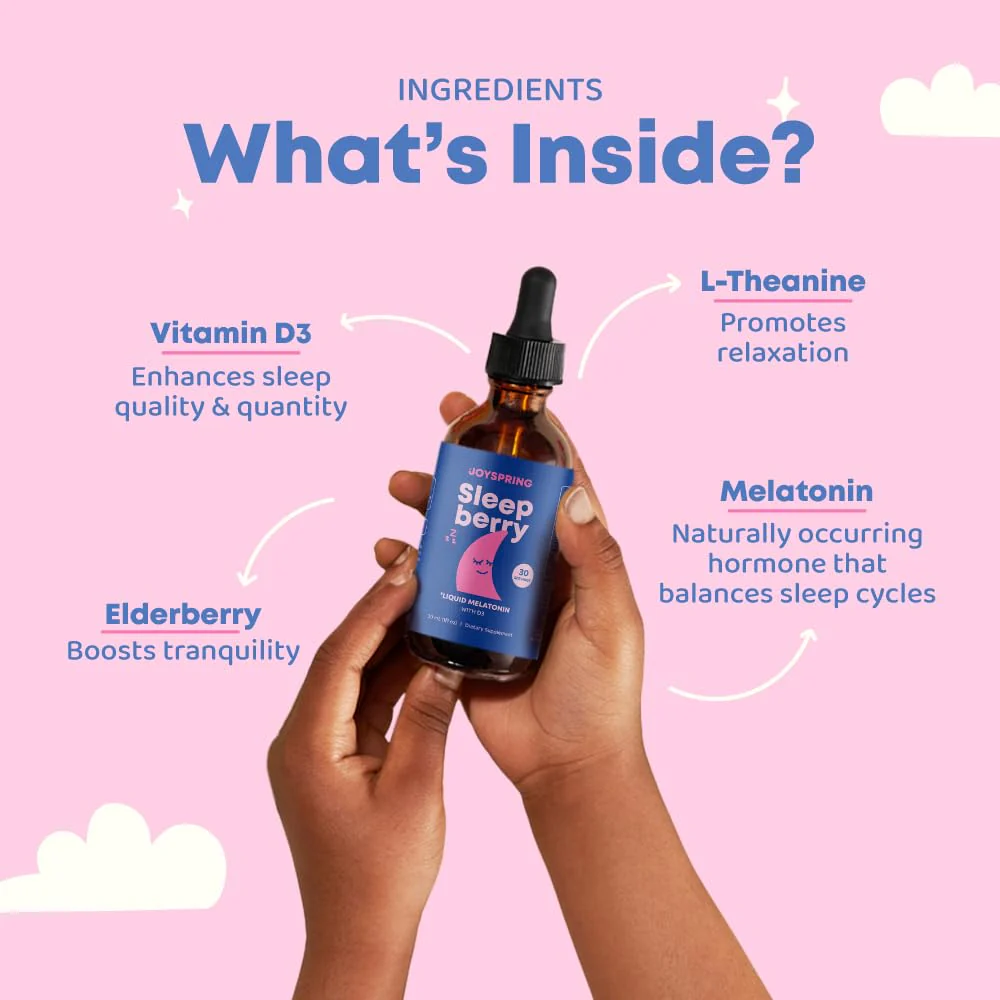 JoySpring SleepBerry Kids Melatonin Liquid — 3mg with D3 & Elderberry, Sugar-Free, 4 fl oz - Image 14