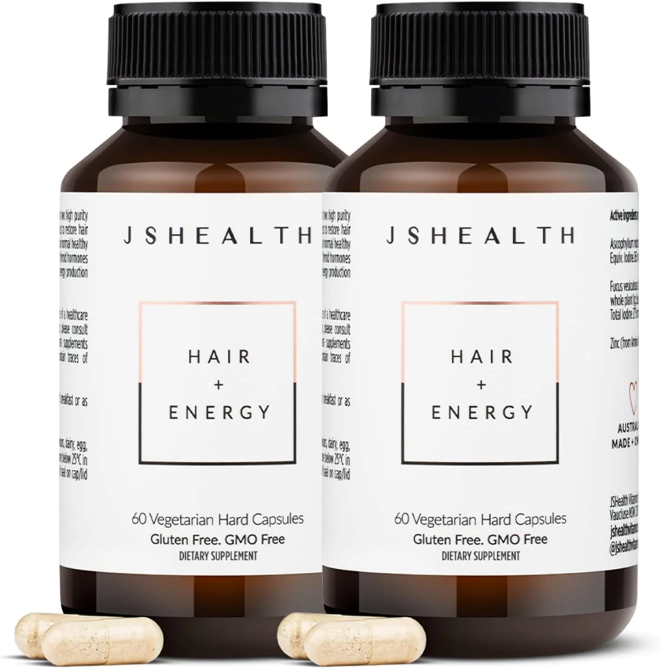 JSHealth Hair and Energy Formula – Hair Vitamins with Iodine & Zinc | 2 x 60-Capsule Pack - Image 6