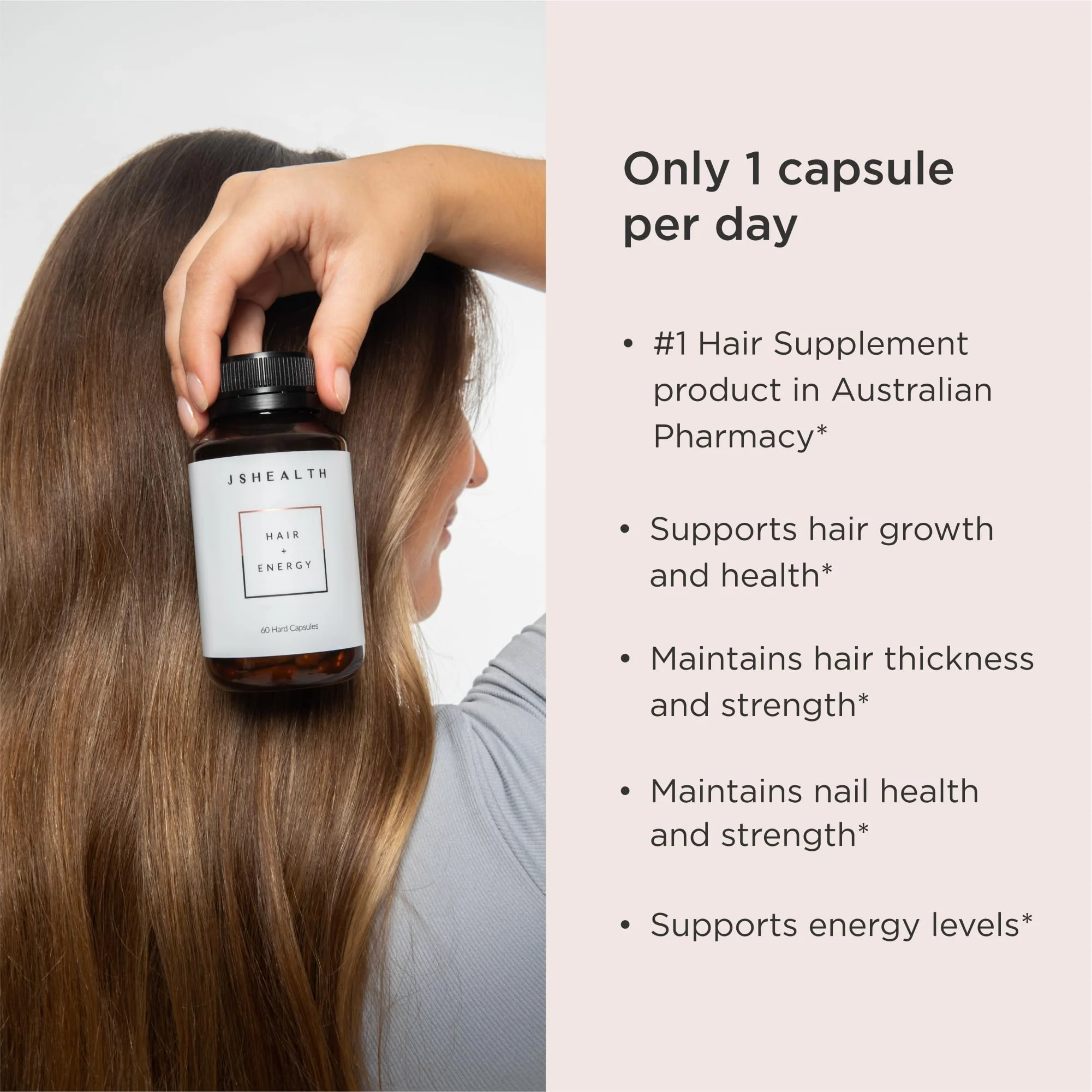 JSHealth Vitamins Hair & Energy Formula – Hair & Scalp Support (30 Capsules) - Image 2