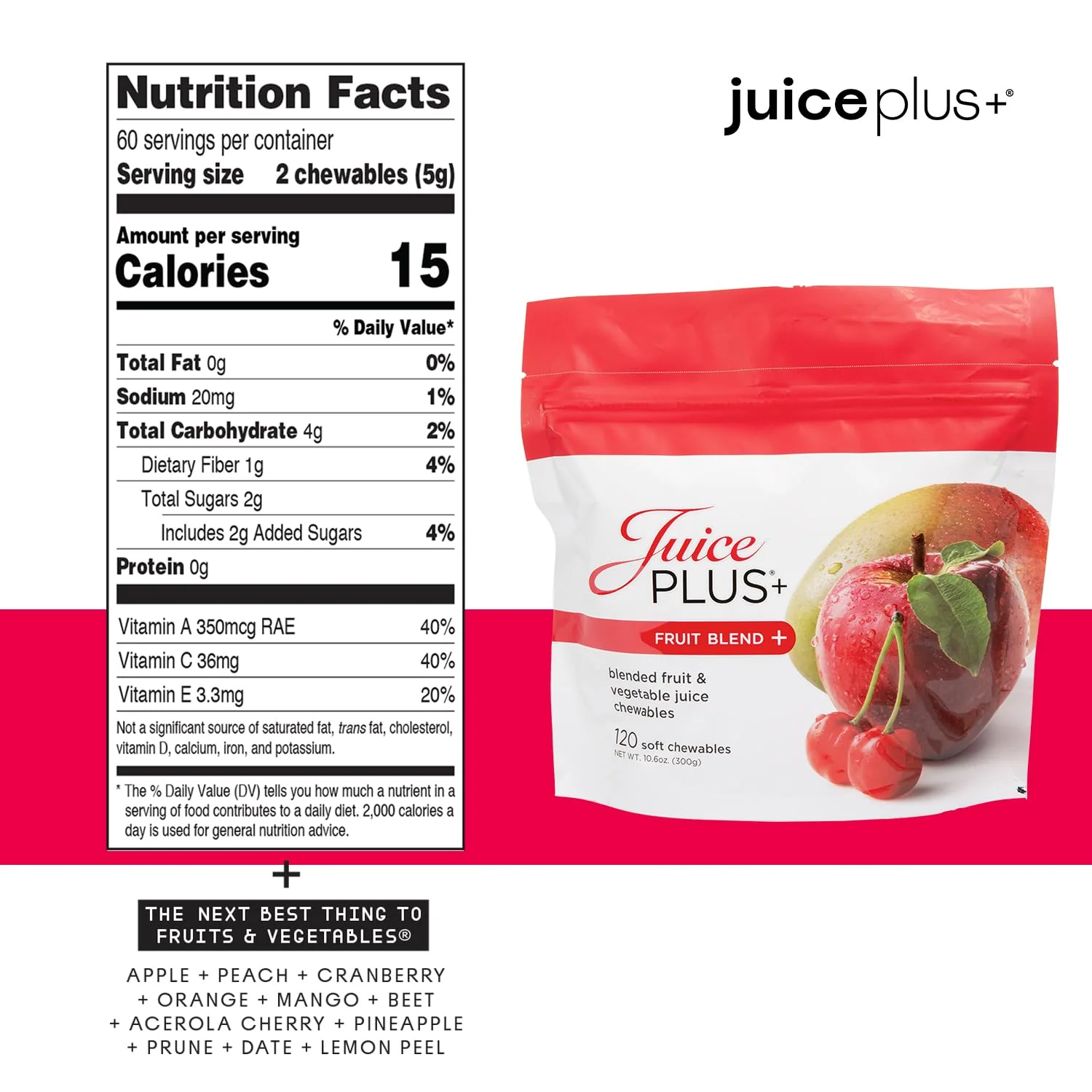 Juice Plus+ Fruit Blend Soft Chews – 11 Fruits & Plant Ingredients (Vegan Gummies, 120) - Image 10