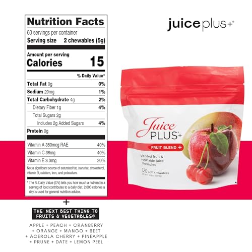 Juice Plus+ Fruit Blend Soft Chews – 11 Fruits & Plant Ingredients (Vegan Gummies, 120) - Image 8