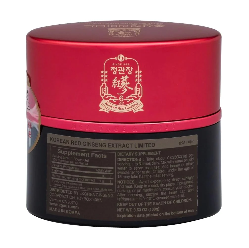 Jung Kwan Jang Korean Red Ginseng Extract 100g Jar | Pure Panax Ginseng, Energy, Stamina & Immune Support | Vegan - Image 2