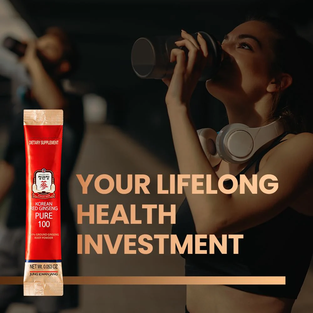 JungKwanJang Korean Red Ginseng Pure 100 — 1500mg Powder Stick for Energy & Immune Support | Vegan, Gluten-Free, Non-GMO - Image 2