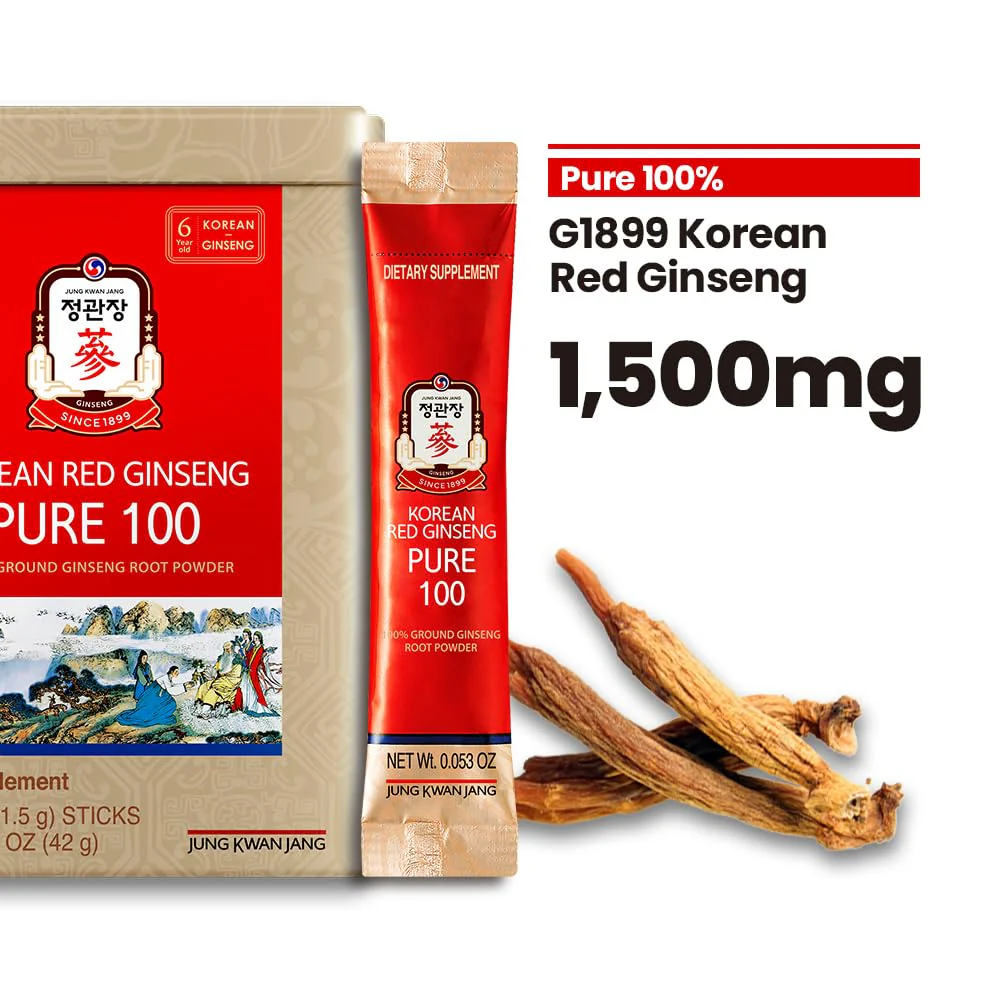 JungKwanJang Korean Red Ginseng Pure 100 — 1500mg Powder Stick for Energy & Immune Support | Vegan, Gluten-Free, Non-GMO - Image 3