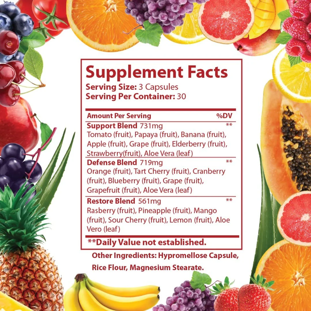 Just Ripe Nutrition Fruits and Veggies Supplement – 90 Fruit and 90 Vegetable Capsules (4 Pack) | Whole Food Superfood - Image 7