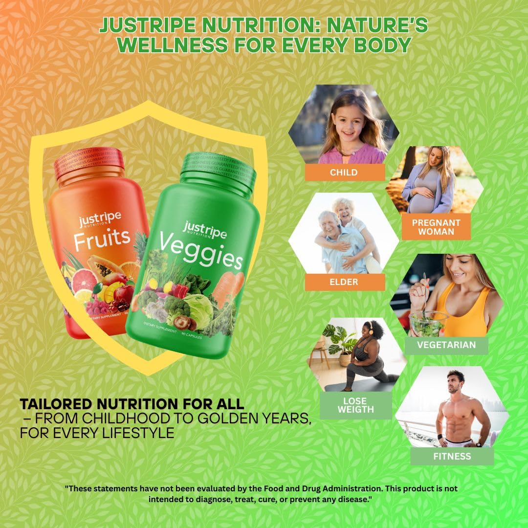 Just Ripe Nutrition Fruits & Veggies Supplement – 180 Whole Food Capsules - Image 2