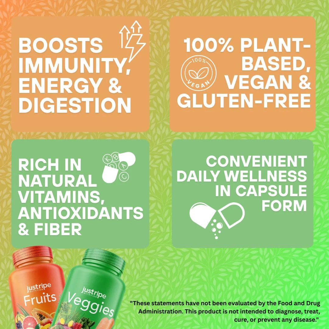 Just Ripe Nutrition Fruits & Veggies Supplement – 180 Whole Food Capsules - Image 7